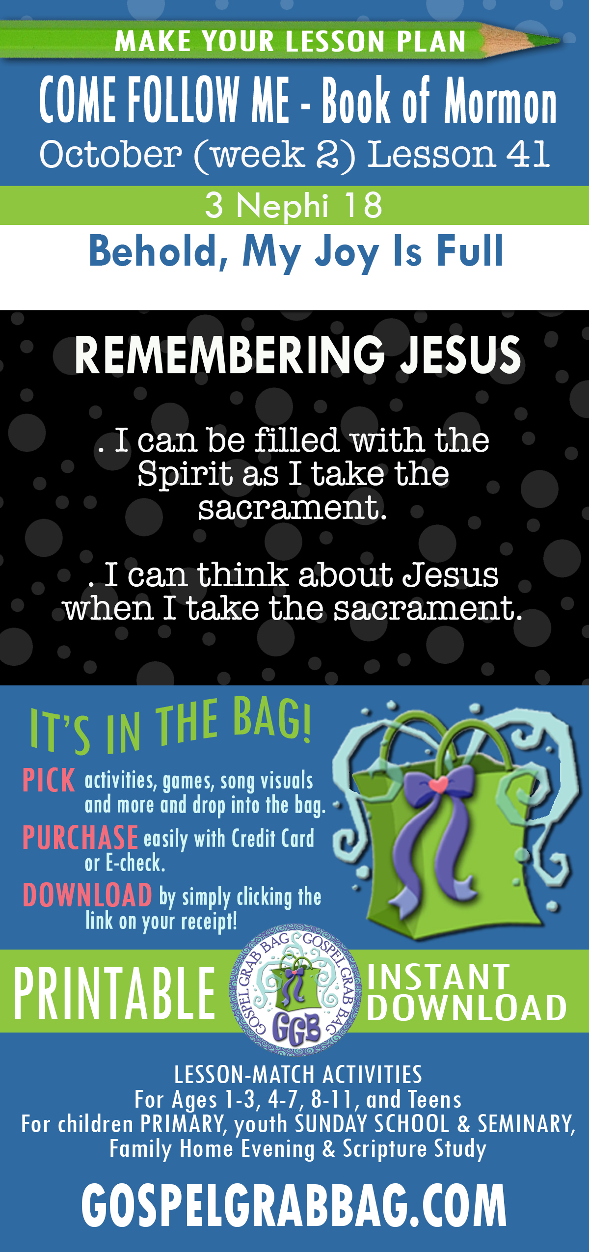 "Behold, My Joy Is Full" Lesson Activities for COME FOLLOW ME October - Book of Mormon
