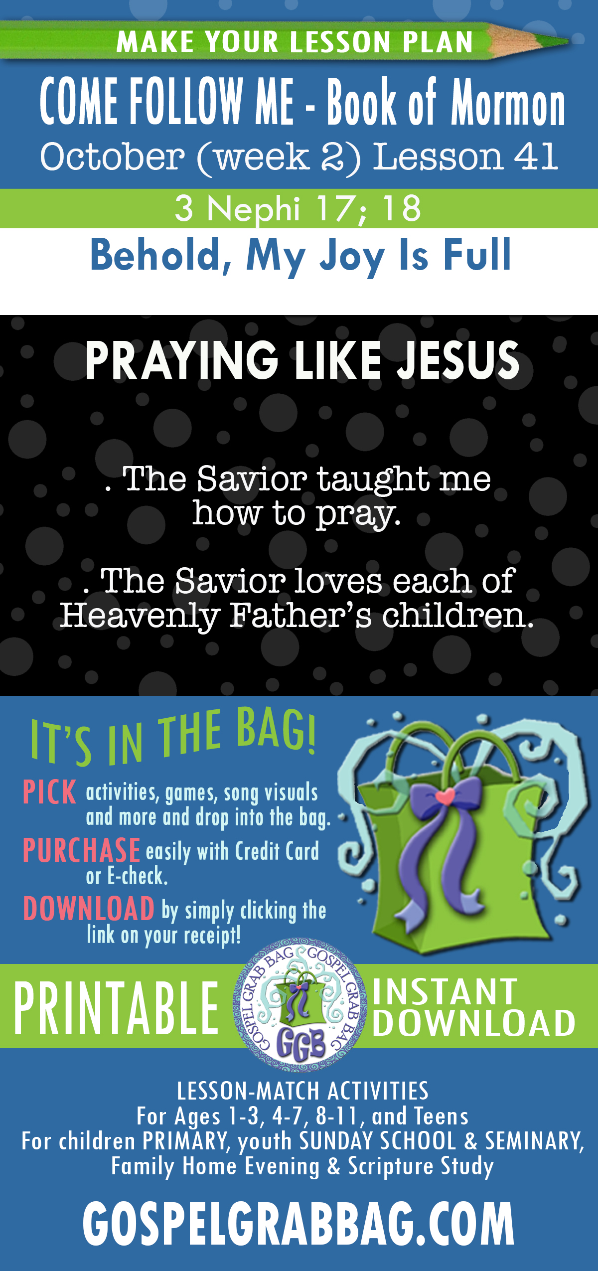 "Behold, My Joy Is Full" Lesson Activities for COME FOLLOW ME October - Book of Mormon