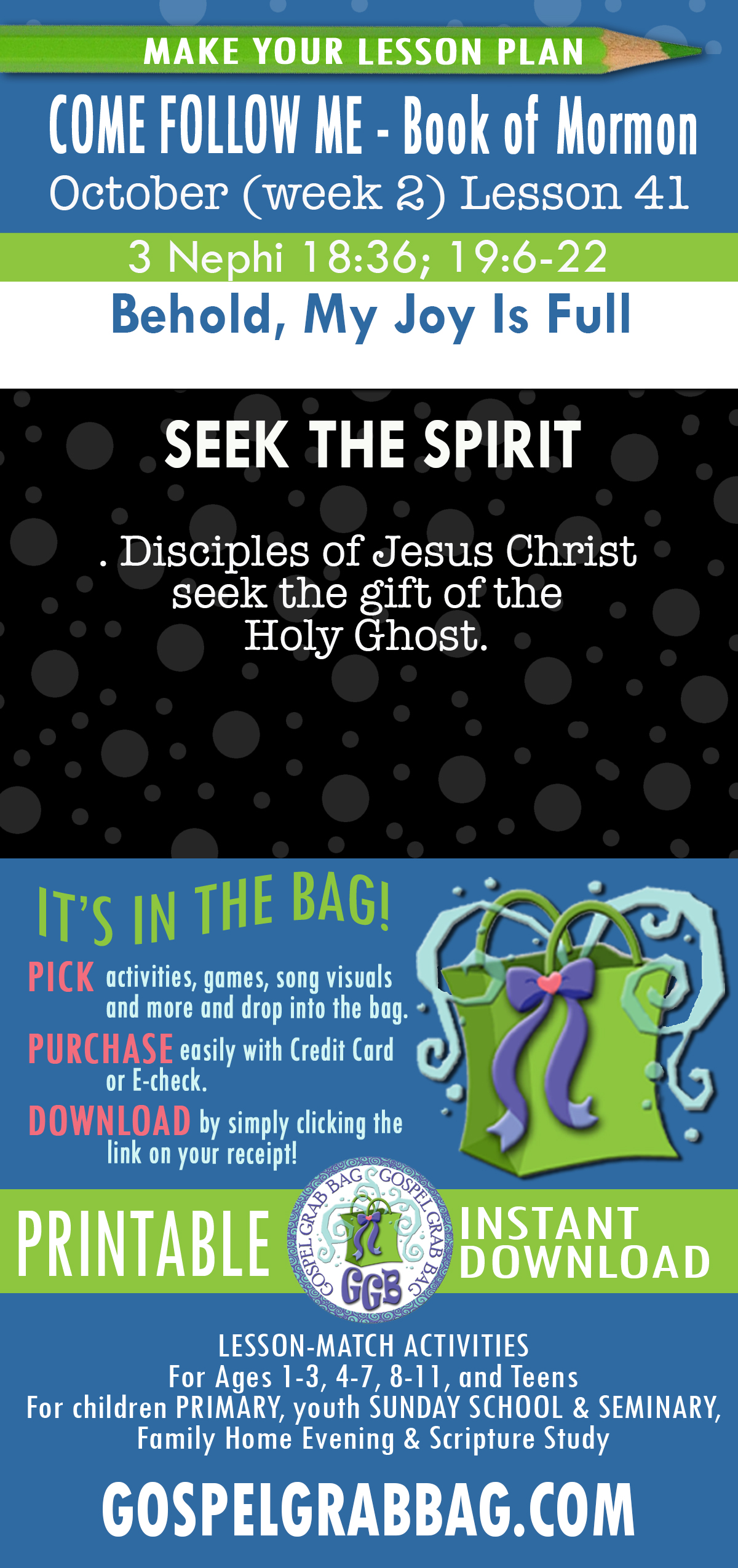 "Behold, My Joy Is Full" Lesson Activities for COME FOLLOW ME October - Book of Mormon