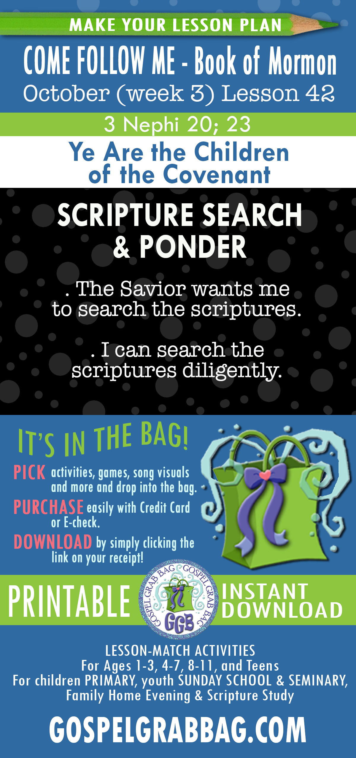 "Ye Are the Children of the Covenant" Lesson Activities for COME FOLLOW ME October - Book of Mormon