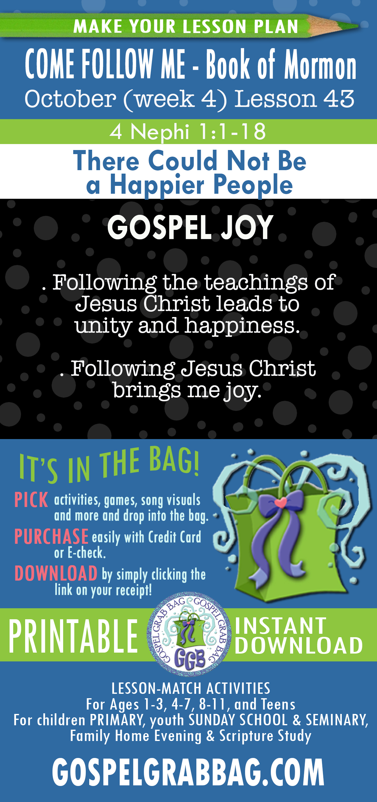"There Could Not Be a Happier People" Lesson Activities for COME FOLLOW ME October - Book of Mormon