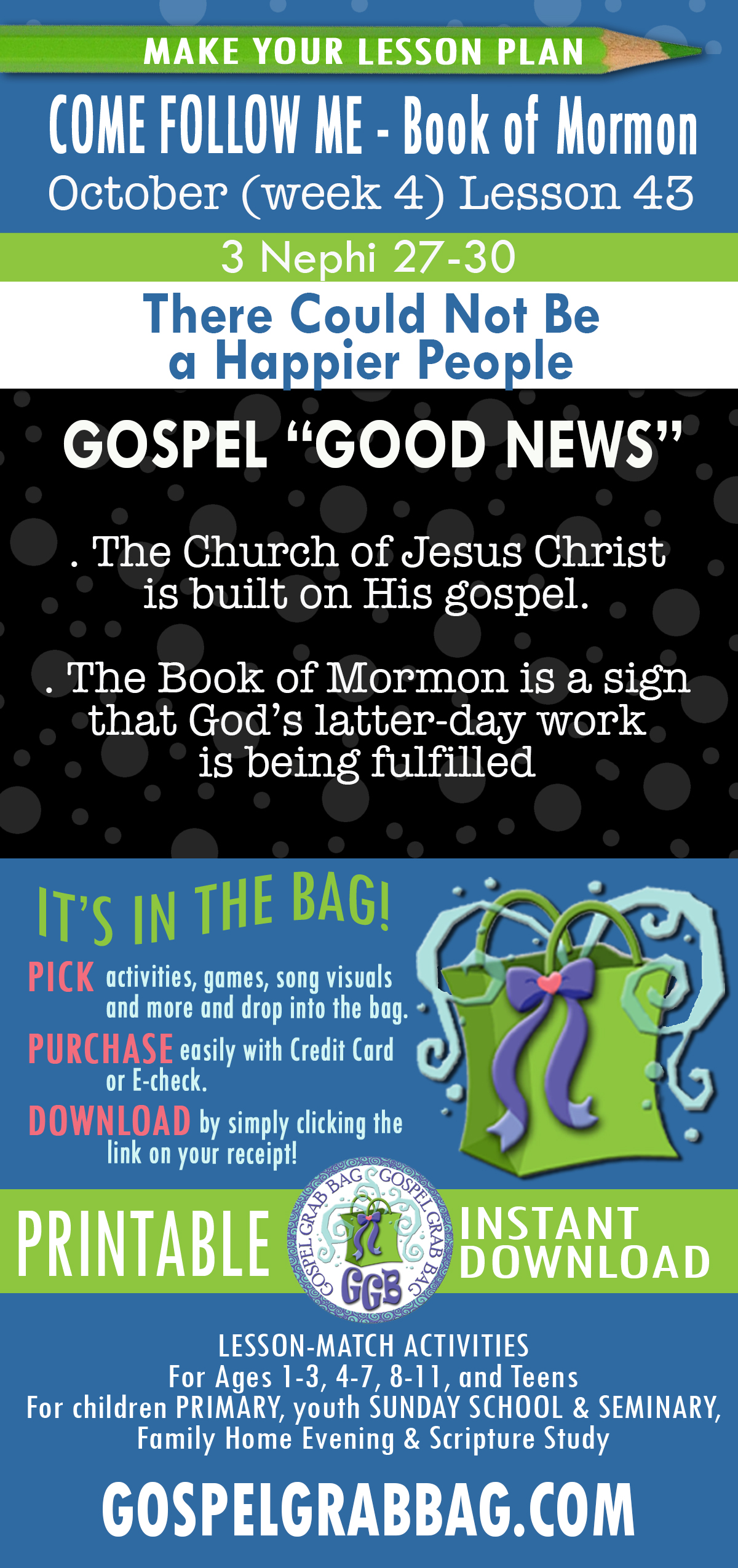 "There Could Not Be a Happier People" Lesson Activities for COME FOLLOW ME October - Book of Mormon