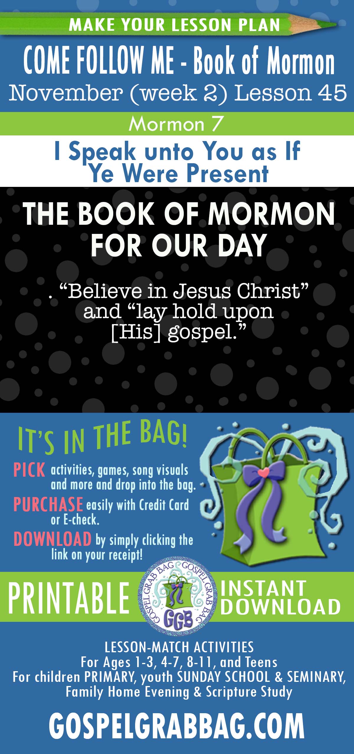 COME FOLLOW ME - Book of "I Speak unto You as If Ye Were Present" COME FOLLOW ME Book of Mormon - November Lesson Activities - printables