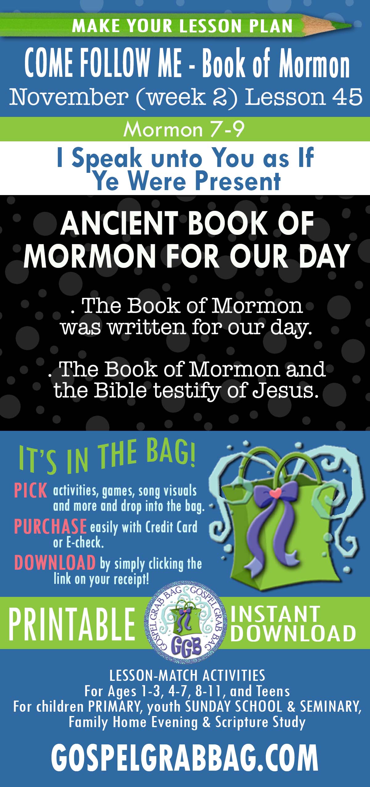 COME FOLLOW ME - Book of "I Speak unto You as If Ye Were Present" COME FOLLOW ME Book of Mormon - November Lesson Activities - printables