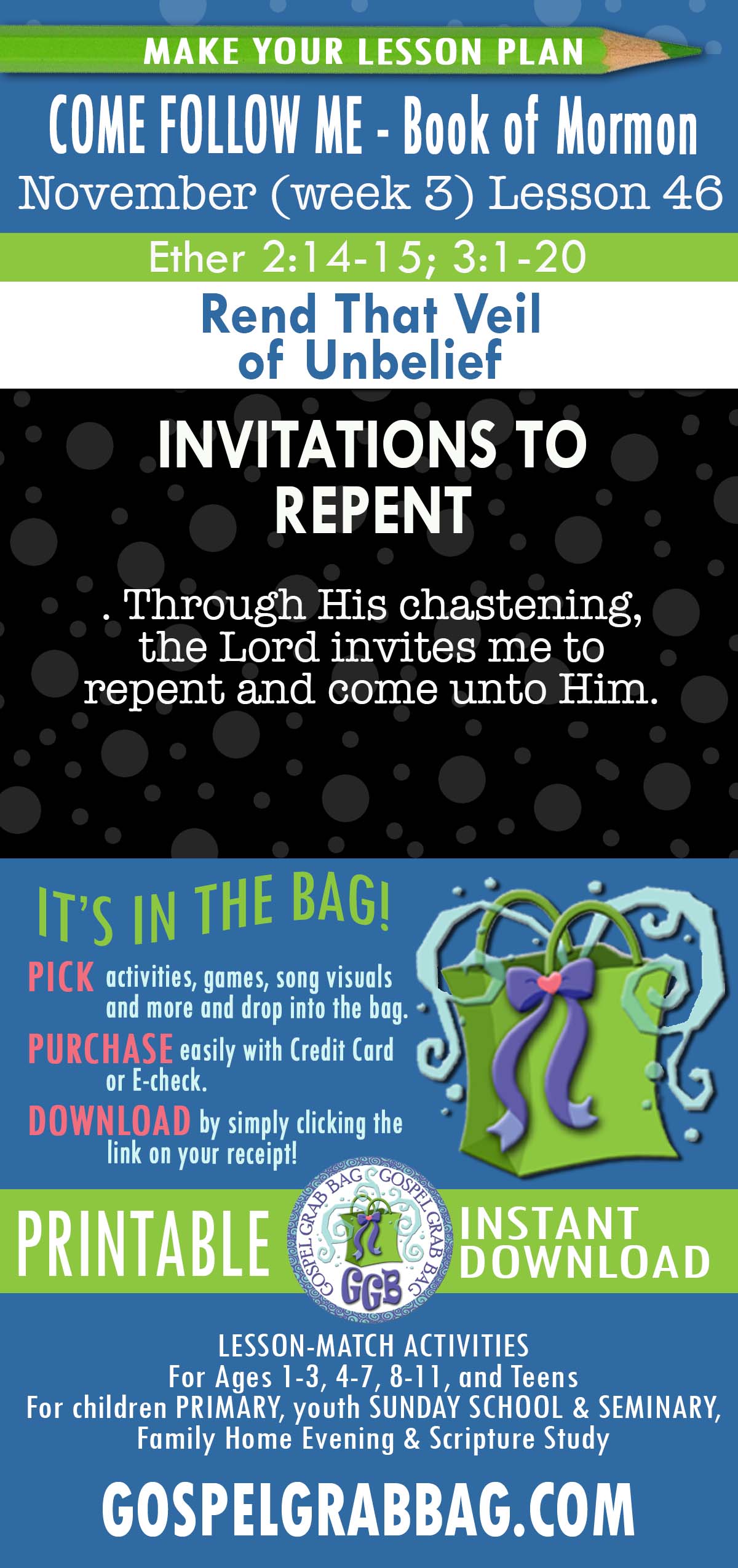 COME FOLLOW ME - Book of "Rend That Veil of Unbelief" COME FOLLOW ME Book of Mormon - November lesson activity and song printables