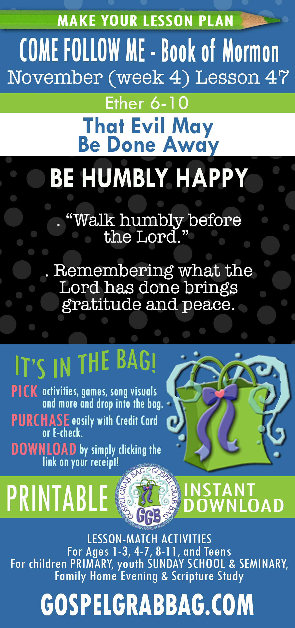COME FOLLOW ME - Book of "That Evil May Be Done Away" COME FOLLOW ME Book of Mormon - November lesson activity and song printables