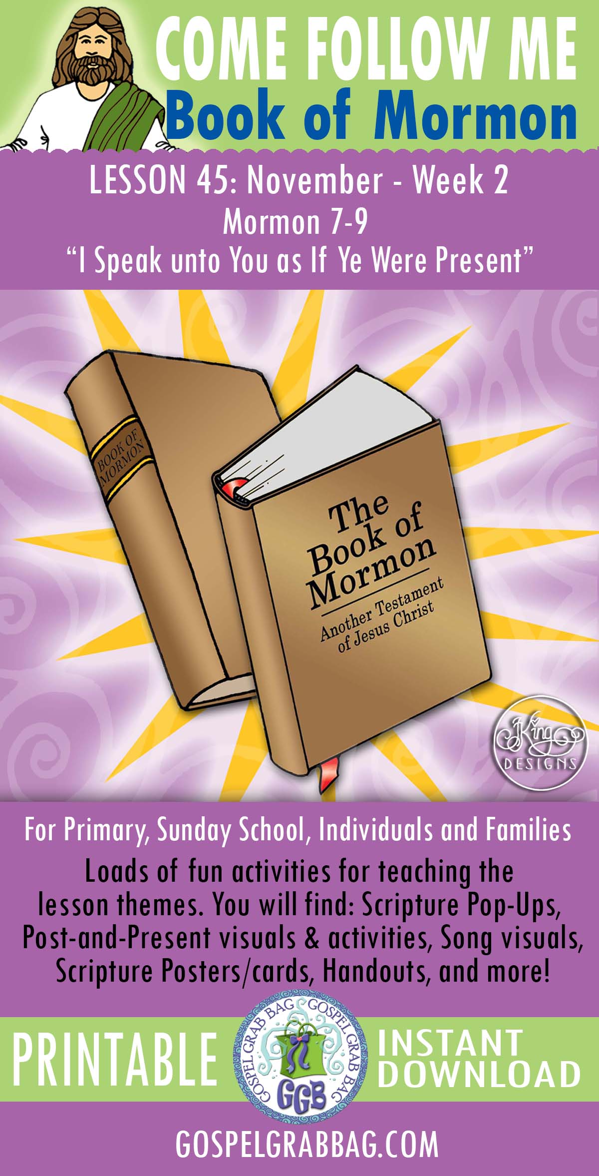 "I Speak unto You as If Ye Were Present" COME FOLLOW ME November Book of Mormon Lesson Activities (week #2)