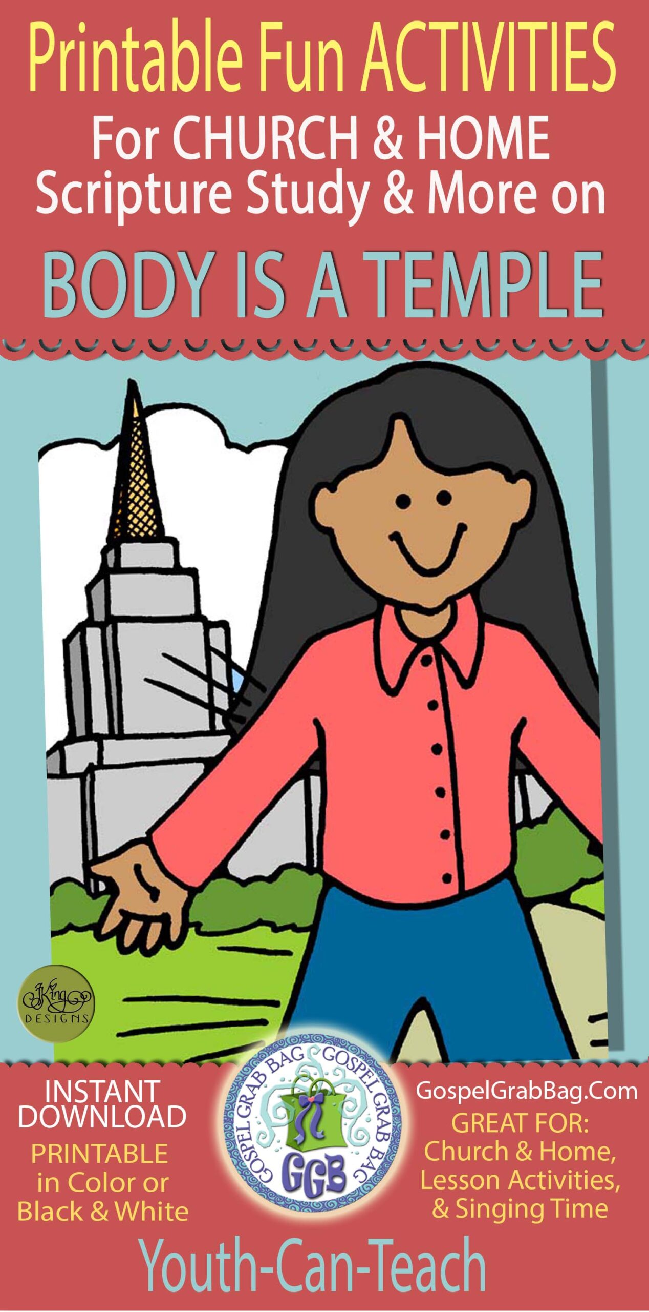 BODY IS A TEMPLE Printable Fun Activities and Song Visuals