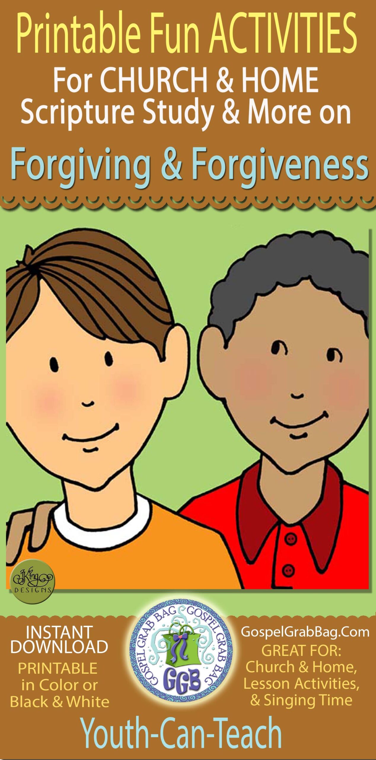 FORGIVING & FORGIVENESS printable fun activities for CHURCH & HOME scripture study and more