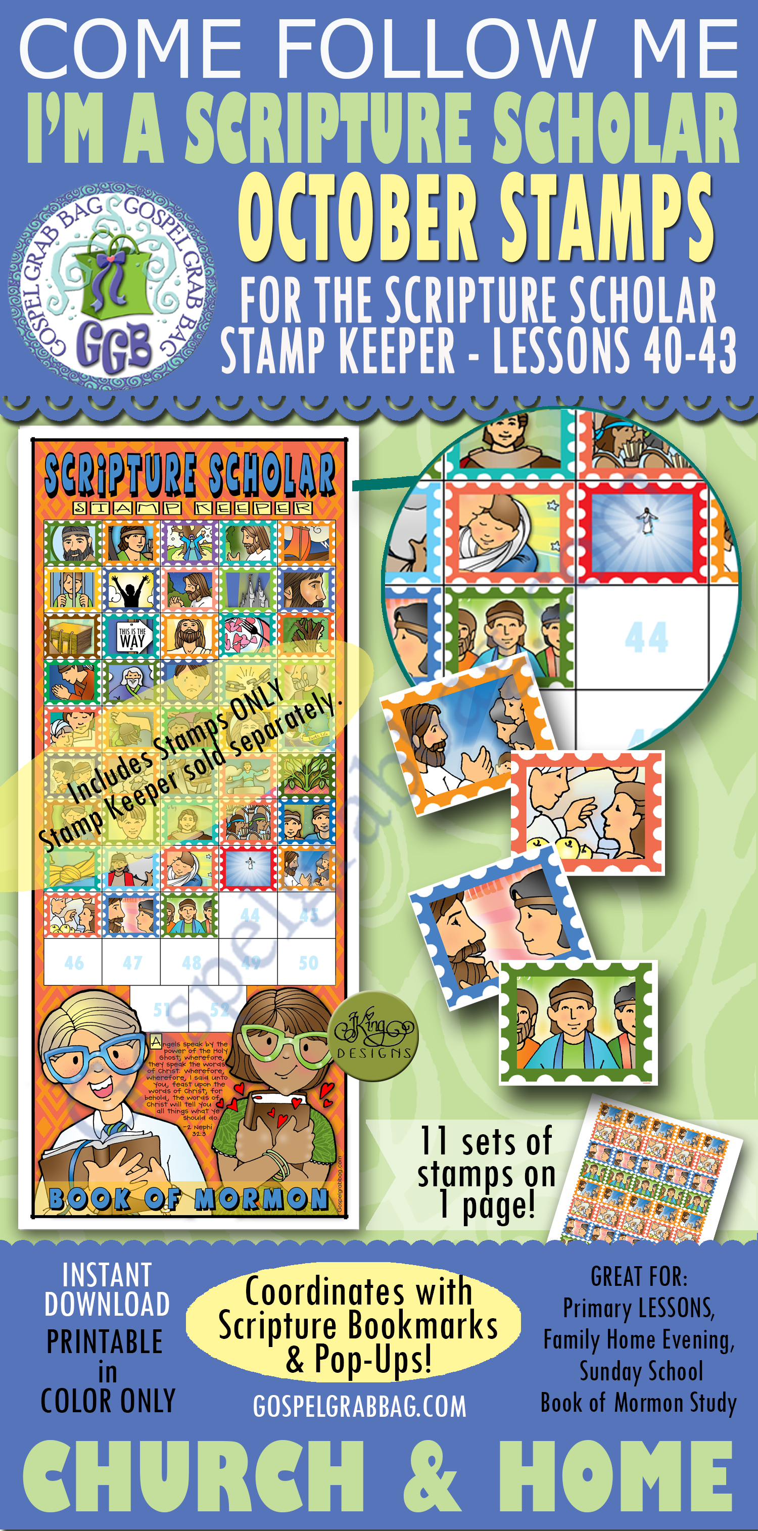 STAMPS KIT FOR READING Come Follow Me - October - Book of Mormon SCRIPTURE SCHOLARS bundle