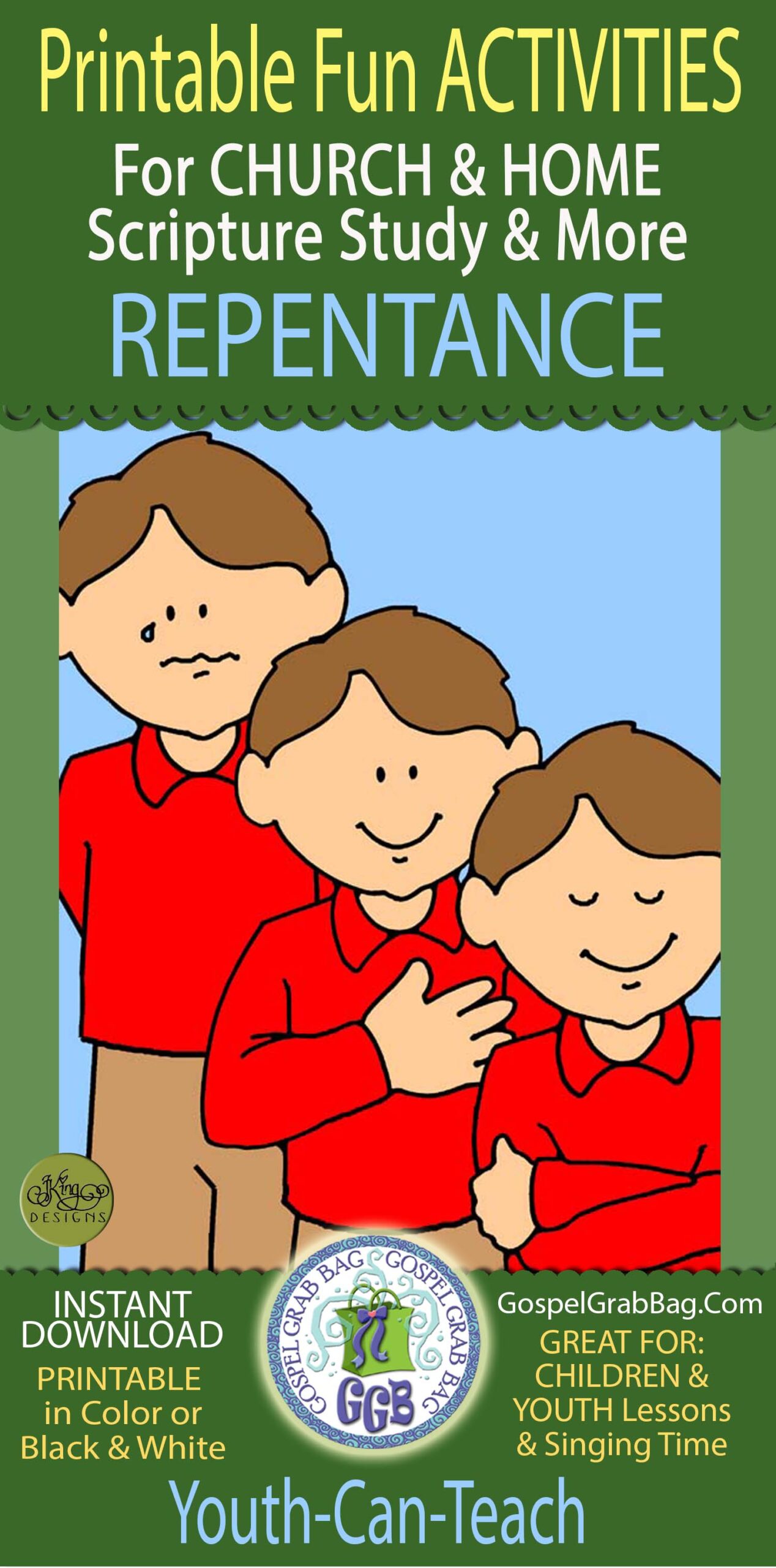 REPENTANCE printable fun activities for CHURCH & HOME scripture study and more
