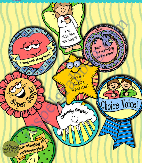 SUPER SINGER #2: Awards Badges: Primary Music Singing Time Activities to Motivate Children to Sing, download from GospelGrabBag.com