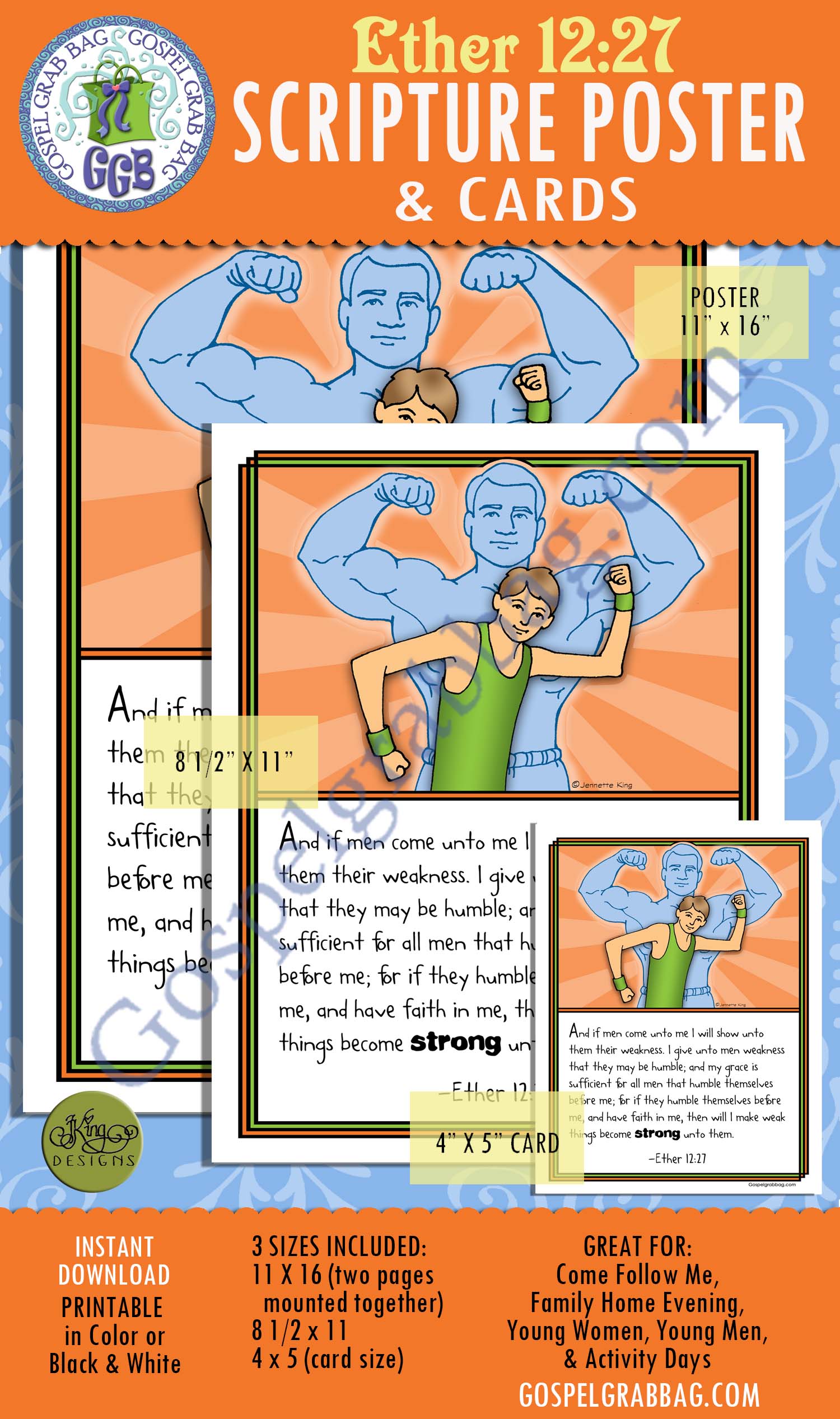 Ether 12.27 scripture poster/card set - Book of Mormon scripture to memorize