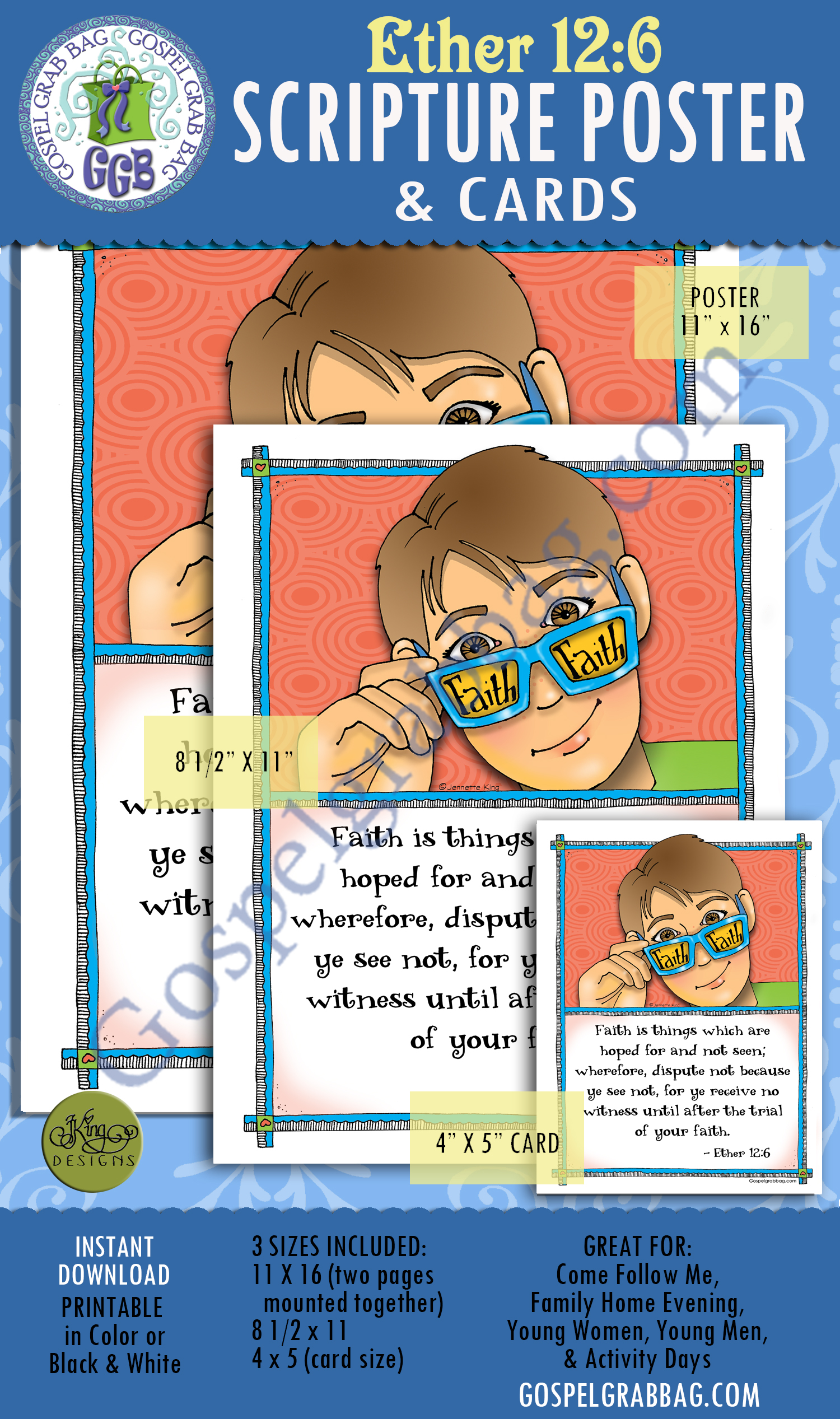 Ether 12.6 scripture poster/card set - Book of Mormon scripture to memorize SUBJECT: Faith