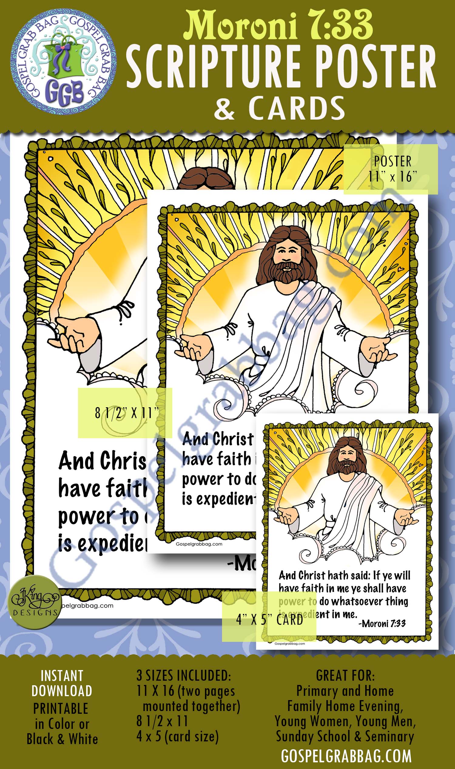 Moroni 7:33 scripture poster/card set - Book of Mormon scripture to memorize SUBJECT: Faith