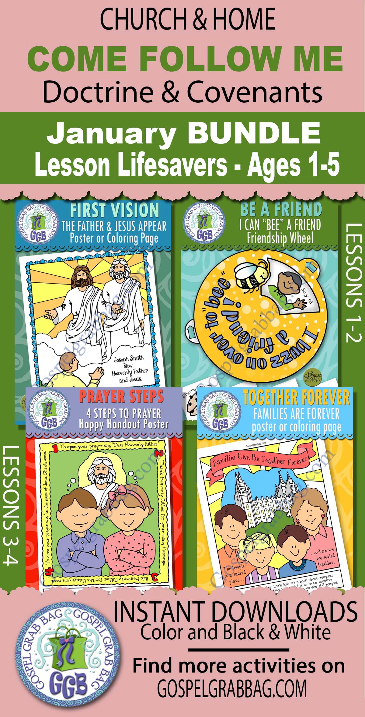 Ages 1-5 Come Follow Me - Doctrine and Covenants - Lesson Lifesaver Activities BUNDLE - JANUARY 2025