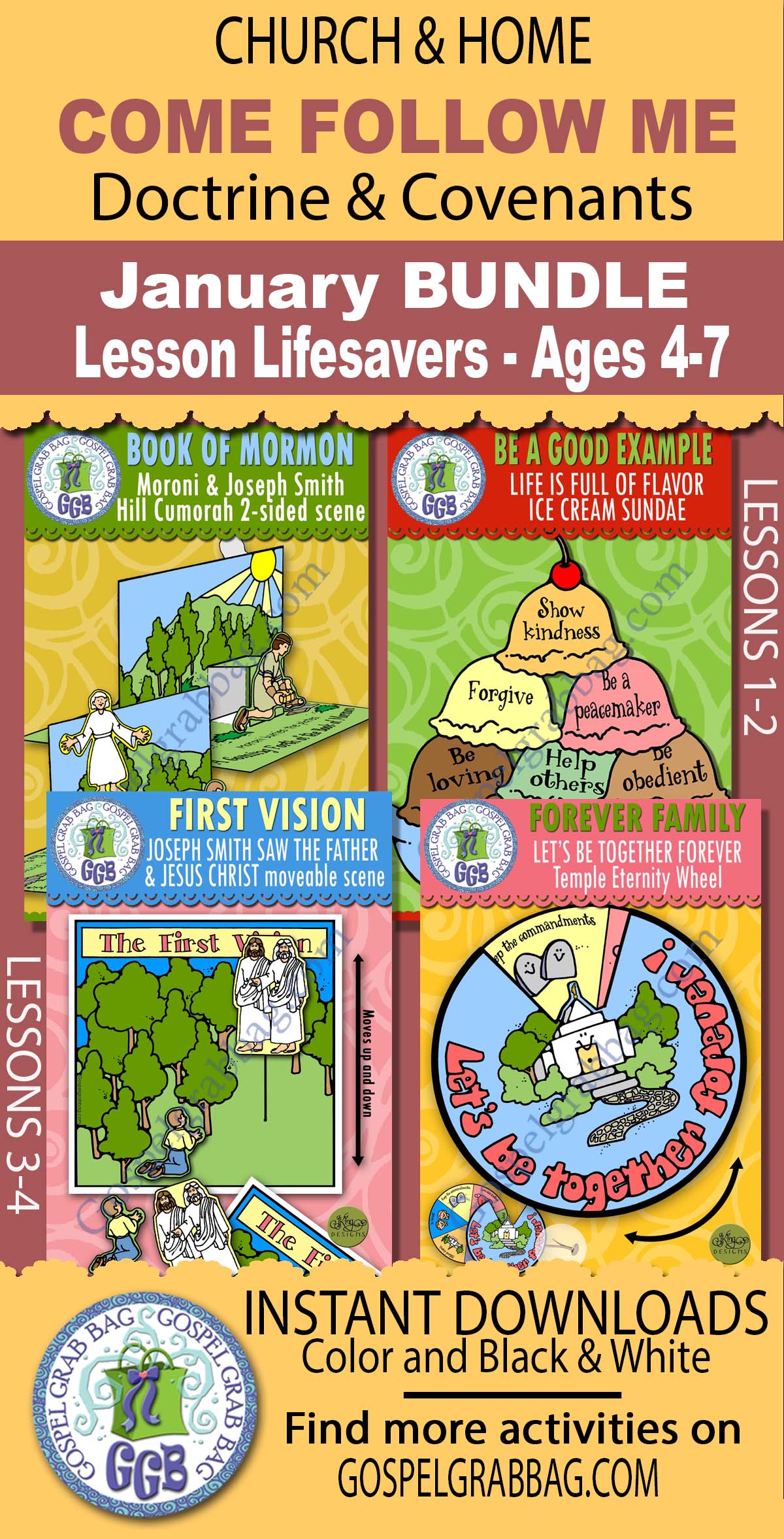 Ages 4-7 Come Follow Me - Doctrine and Covenants - Lesson Lifesaver Activities BUNDLE - JANUARY 2025