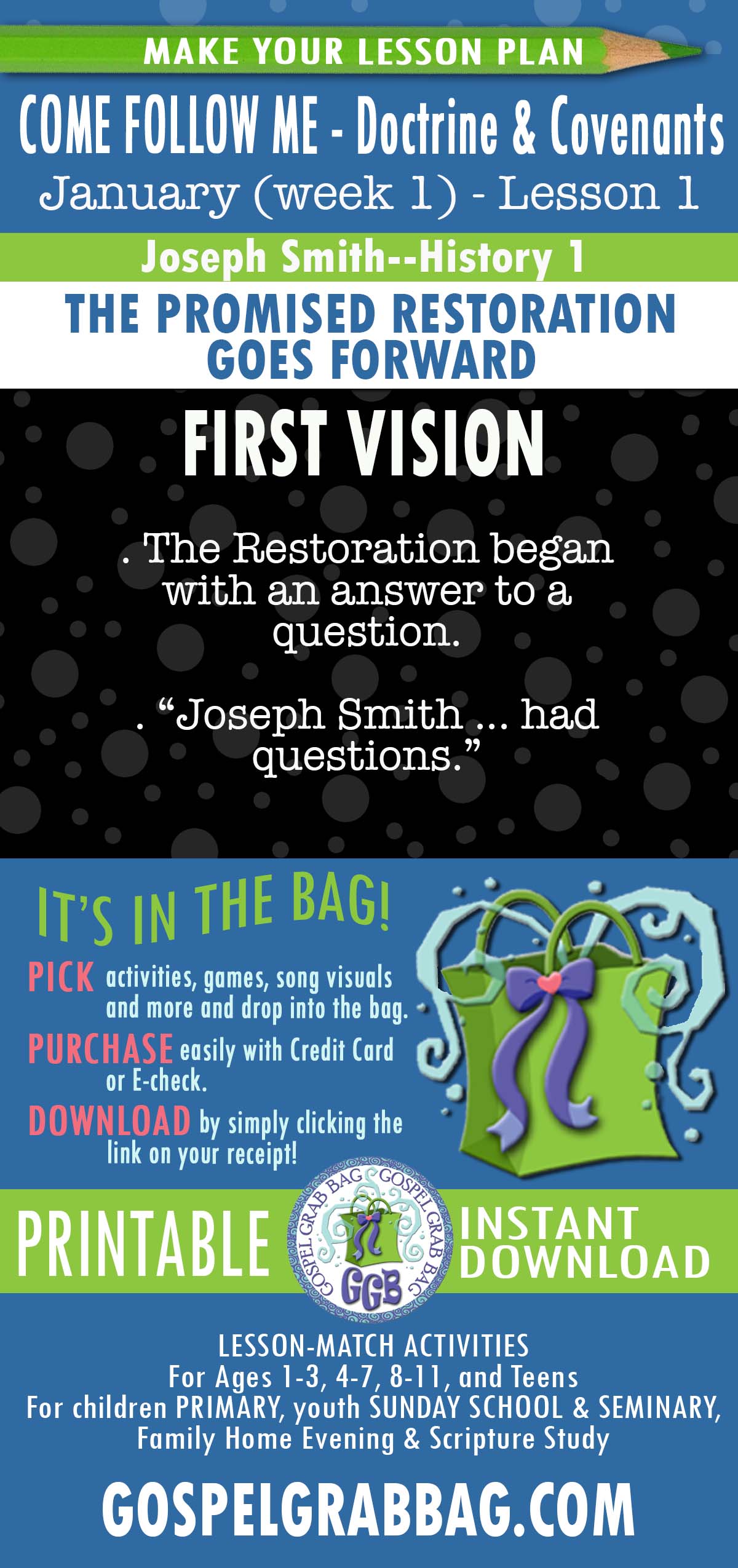 ACTIVITIES FOR Come Follow Me Doctrine & Covenants - January week 1 "The Promised Restoration Goes Forward"
