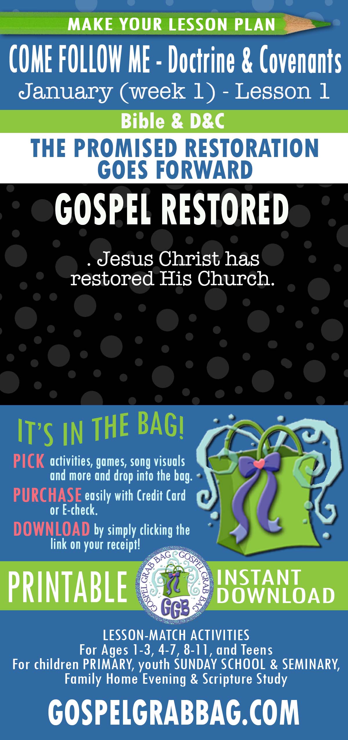 ACTIVITIES FOR Come Follow Me Doctrine & Covenants - January week 1 "The Promised Restoration Goes Forward"