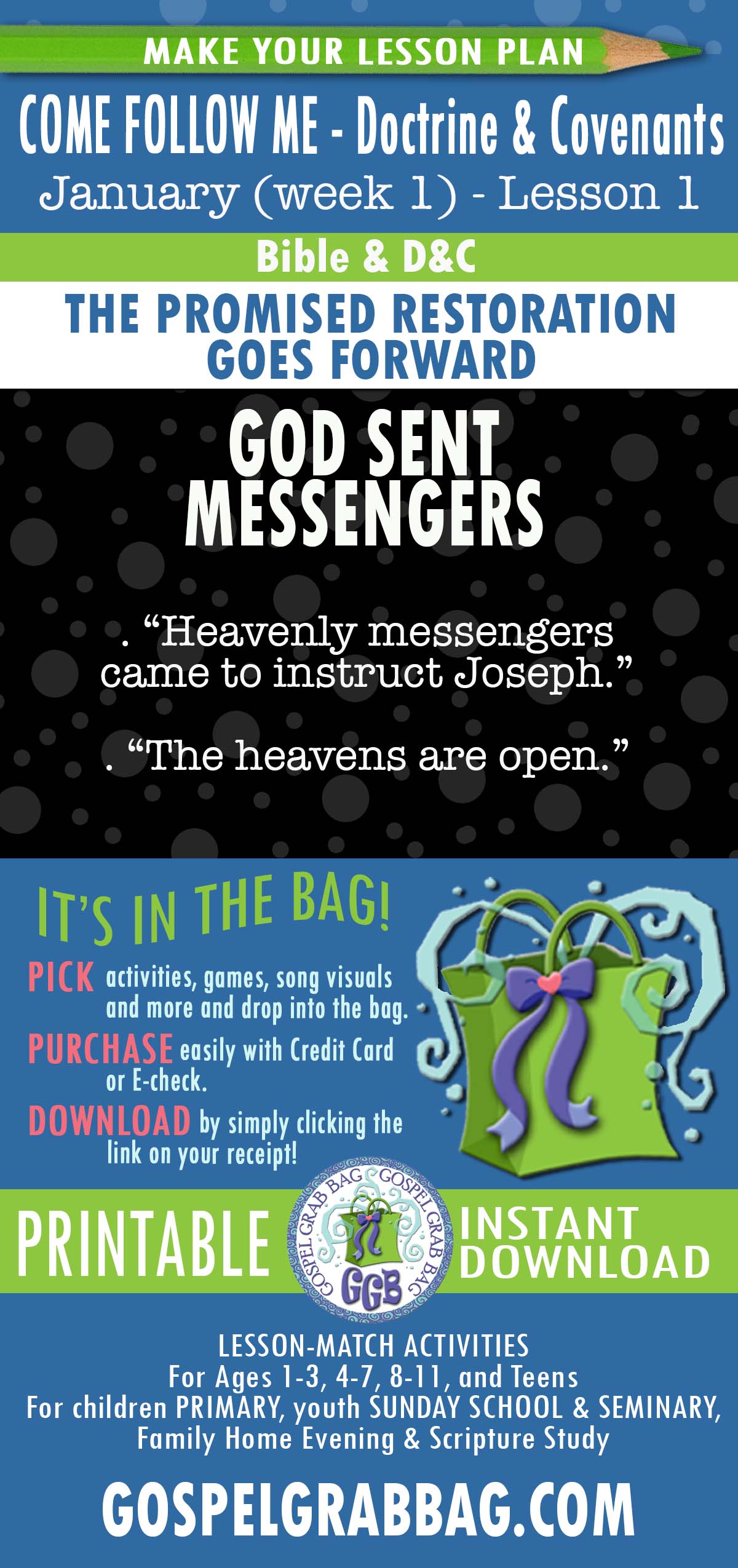 ACTIVITIES FOR Come Follow Me Doctrine & Covenants - January week 1 "The Promised Restoration Goes Forward"