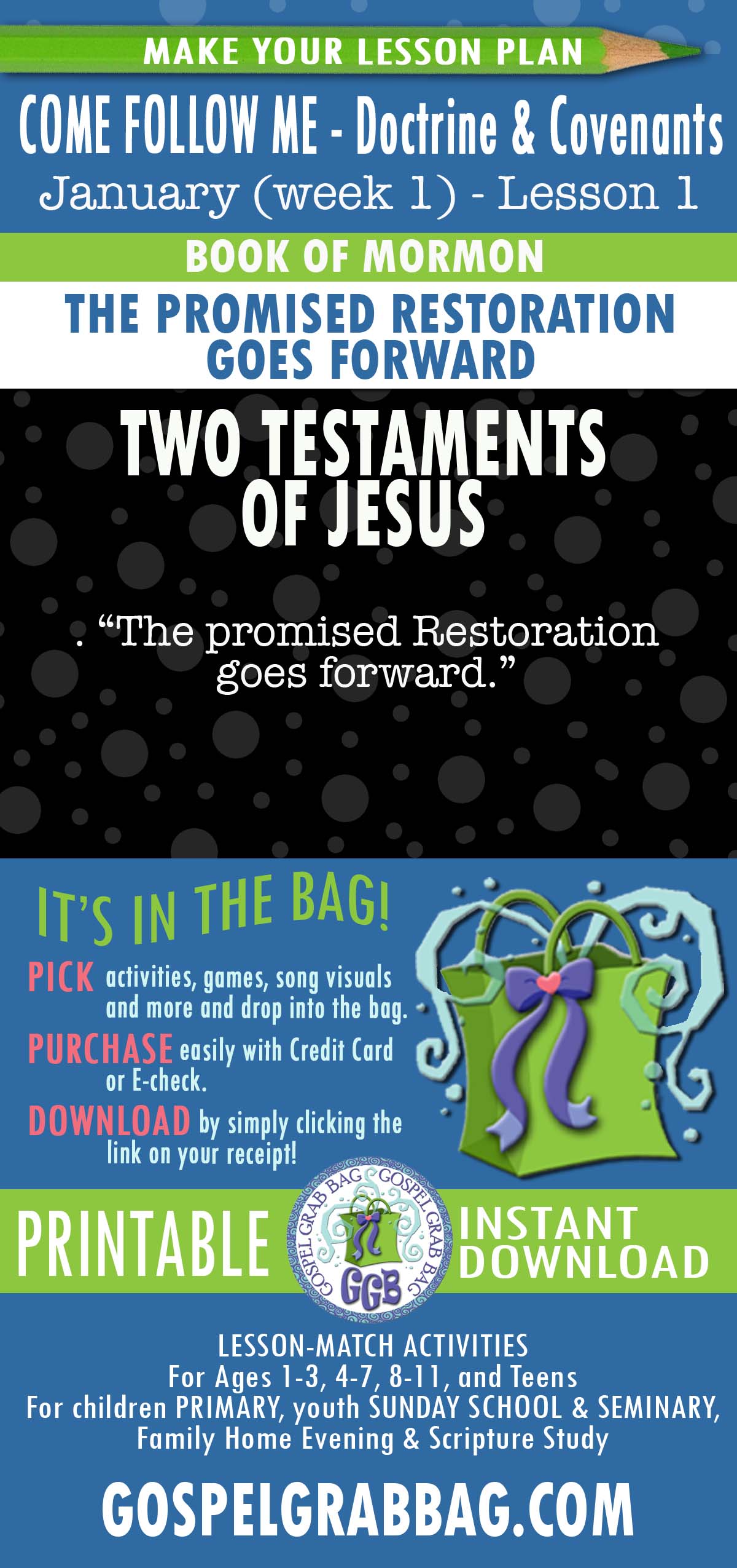 ACTIVITIES FOR Come Follow Me Doctrine & Covenants - January week 1 "The Promised Restoration Goes Forward"