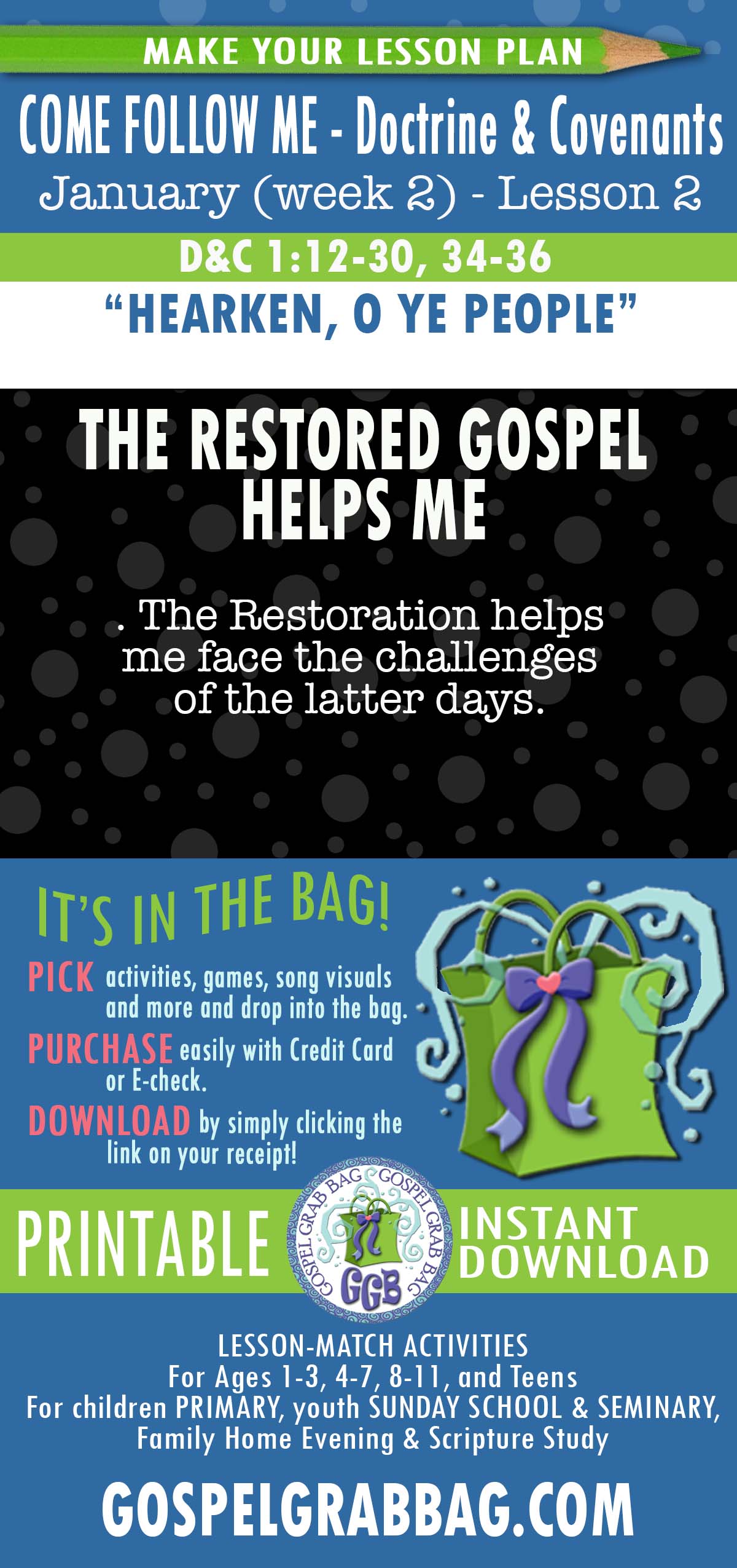ACTIVITIES FOR Come Follow Me Doctrine & Covenants - January week2 "Hearken, O Ye People"