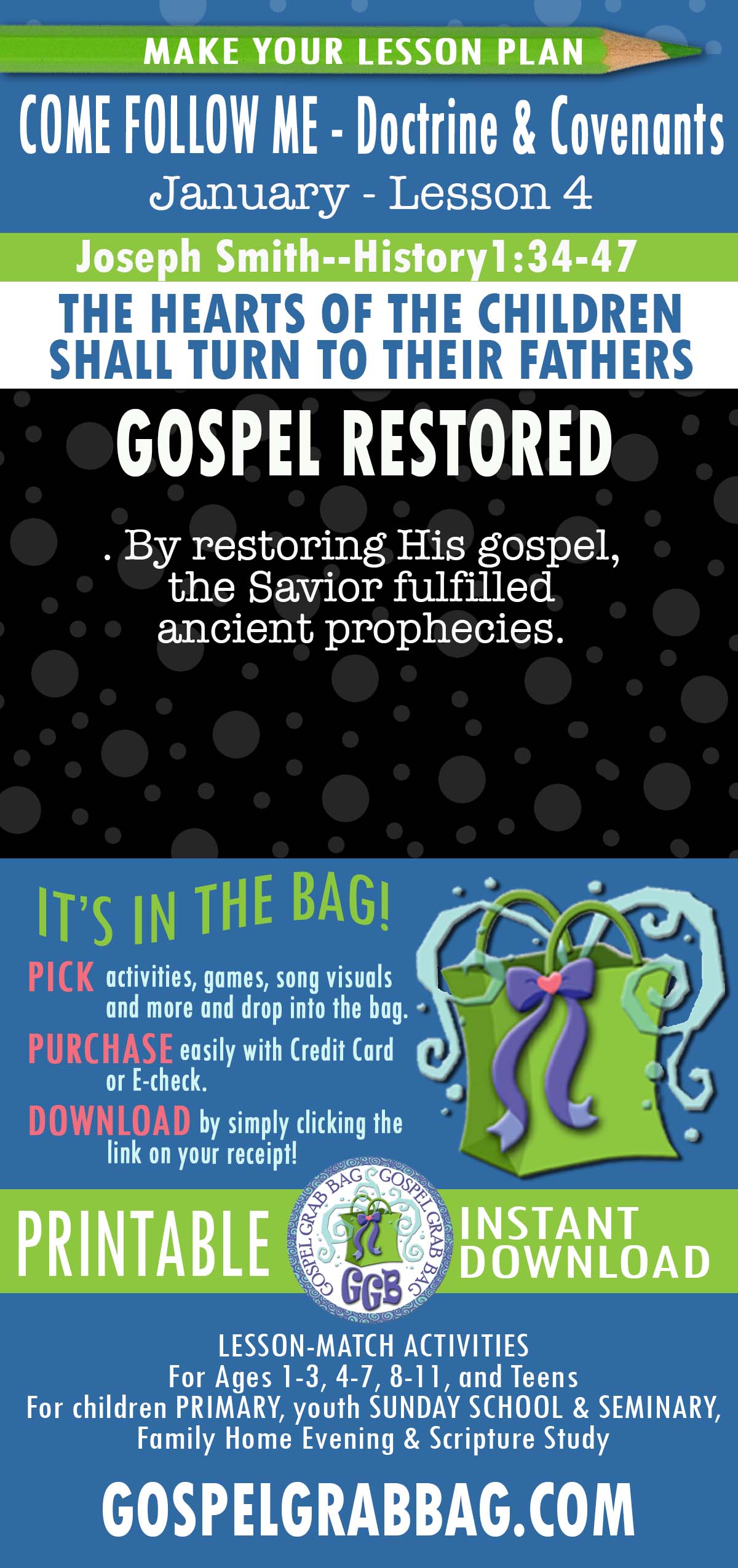 ACTIVITIES FOR Come Follow Me Doctrine & Covenants - January week 4 "The Hearts of the Children Shall Turn to Their Fathers"
