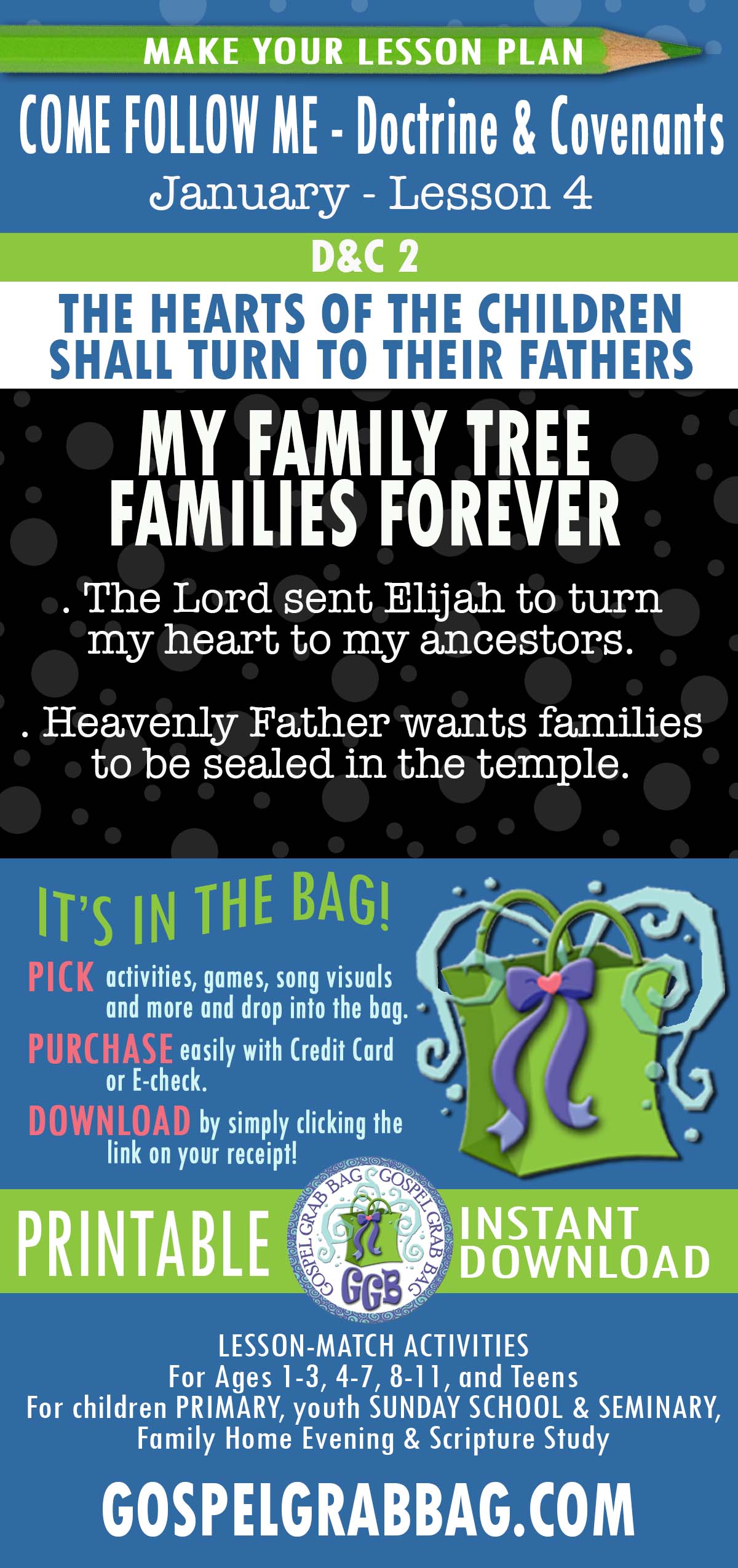 ACTIVITIES FOR Come Follow Me Doctrine & Covenants - January week 4 "The Hearts of the Children Shall Turn to Their Fathers"