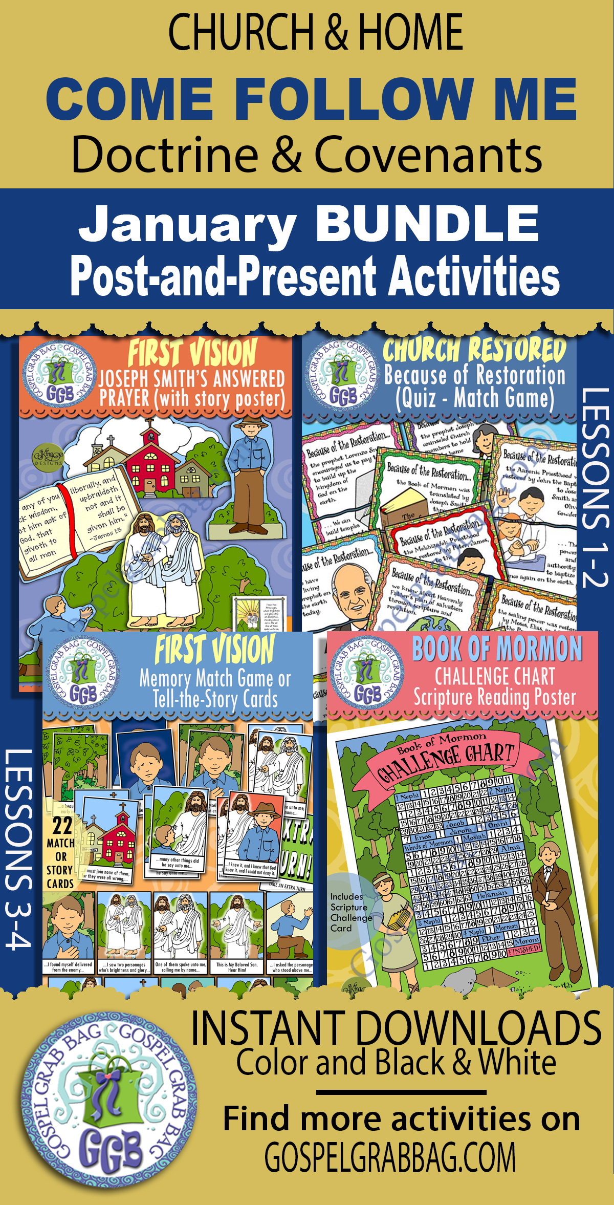 Come Follow Me - Doctrine and Covenants - Post-and-Present ACTIVITIES BUNDLE - JANUARY 2025