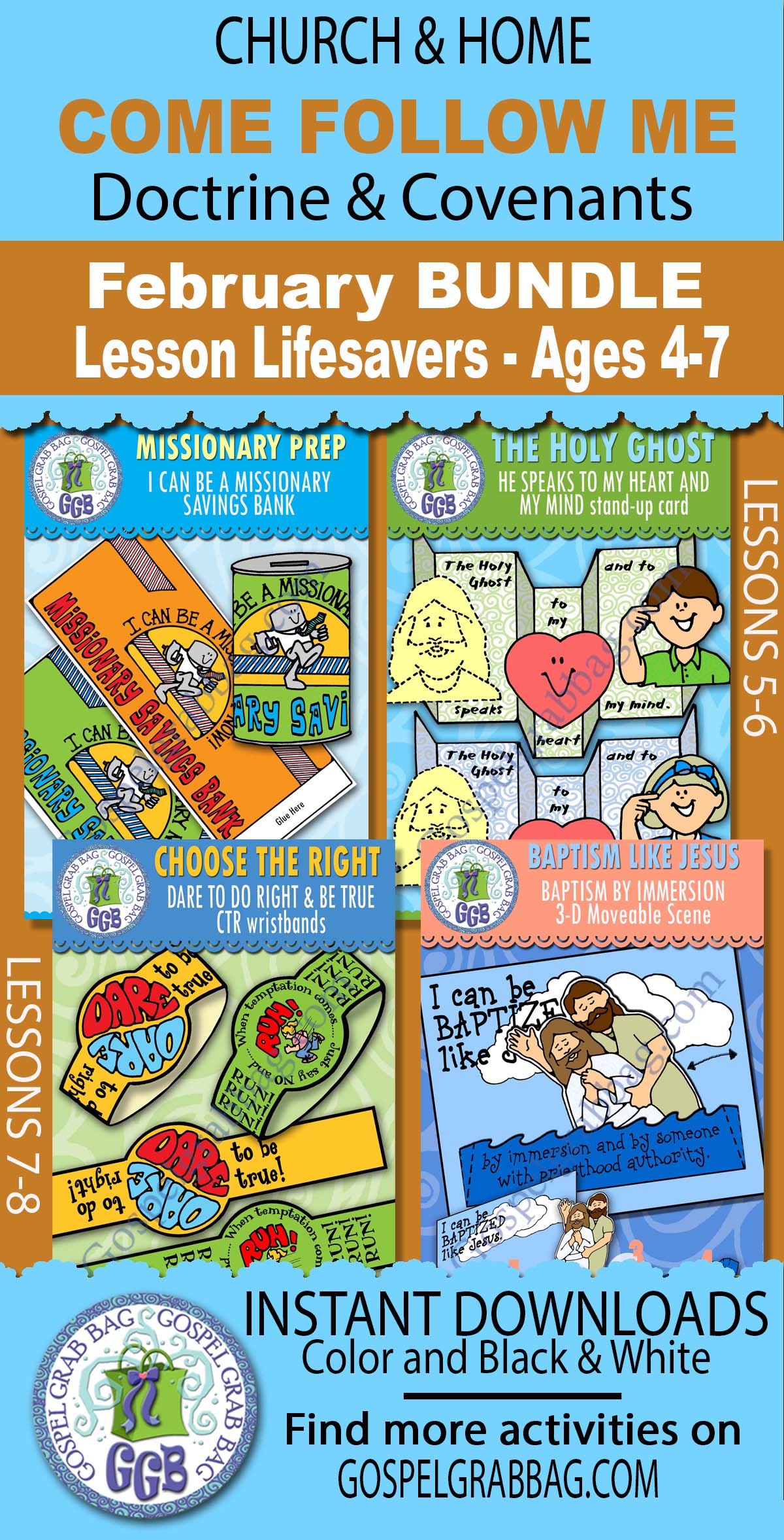 D&C Come Follow Me - February BUNDLE Ages 4-7 Activities