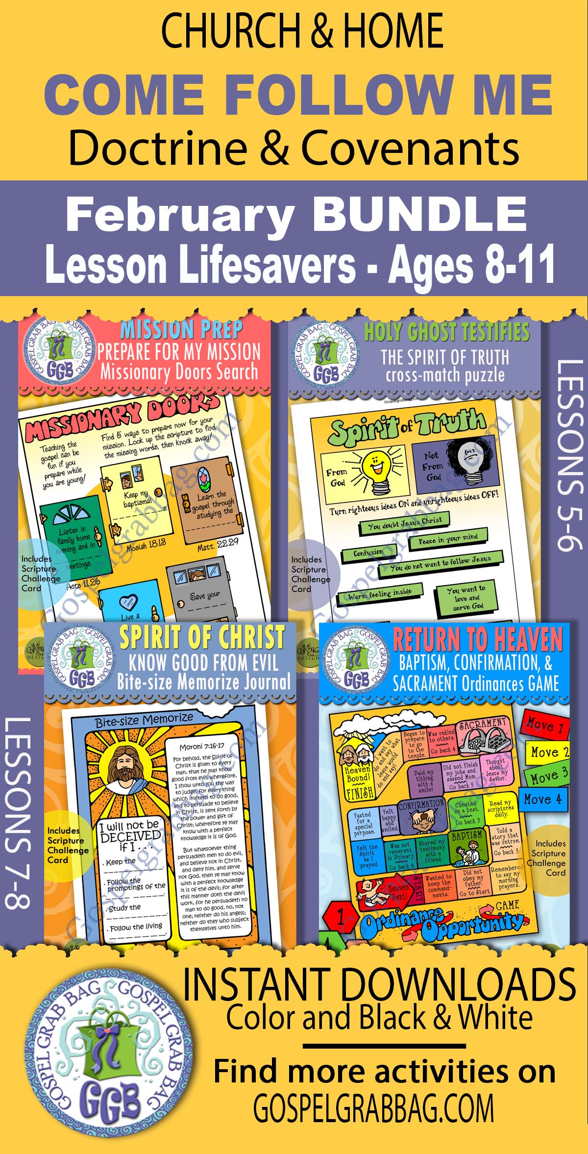 D&C Come Follow Me - February BUNDLE Ages 8-11 Activities