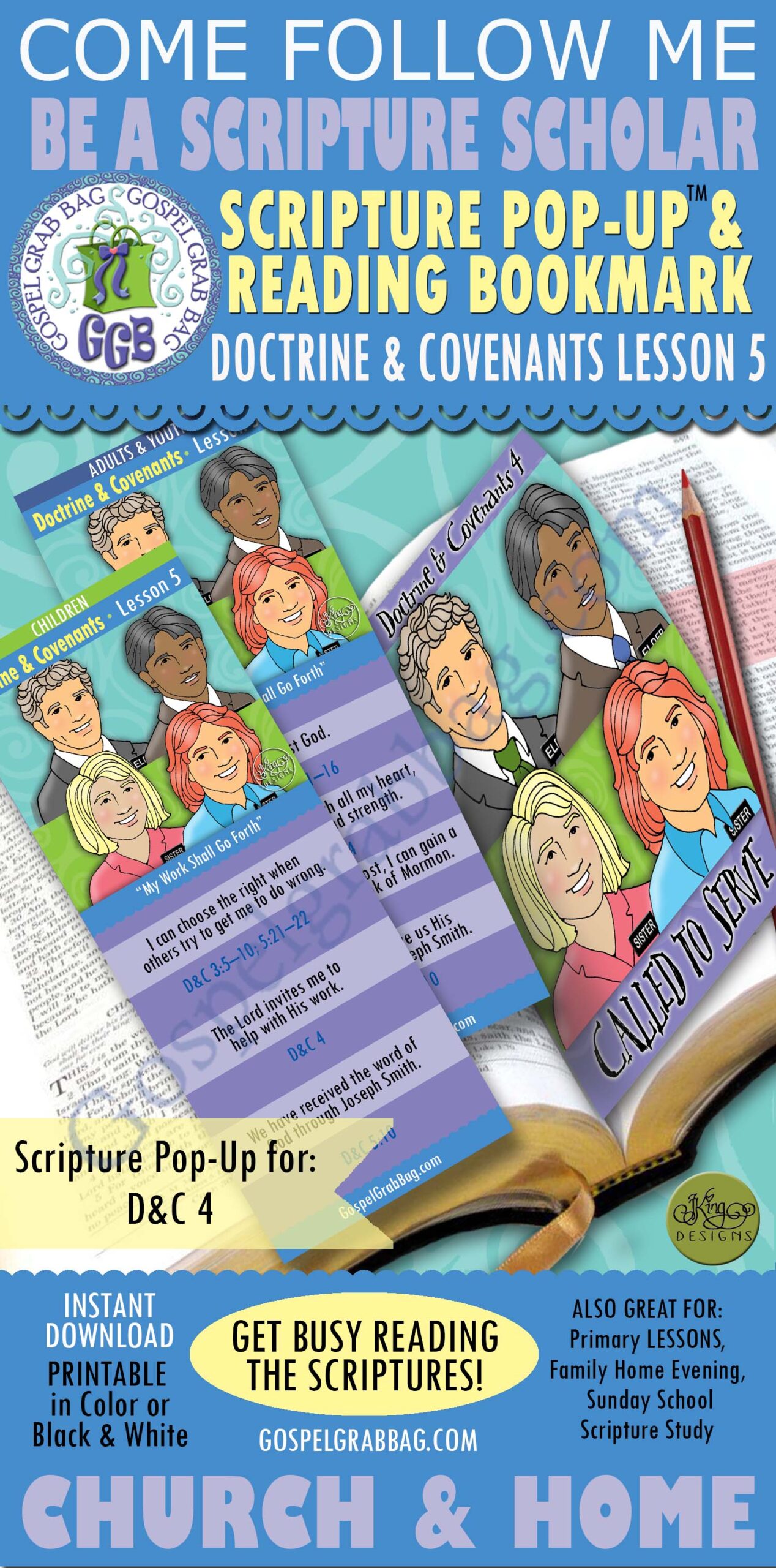 "My Work Shall Go Forth" Scripture Scholars bookmark and pop-up BUNDLE - February week 1 (lesson #5)