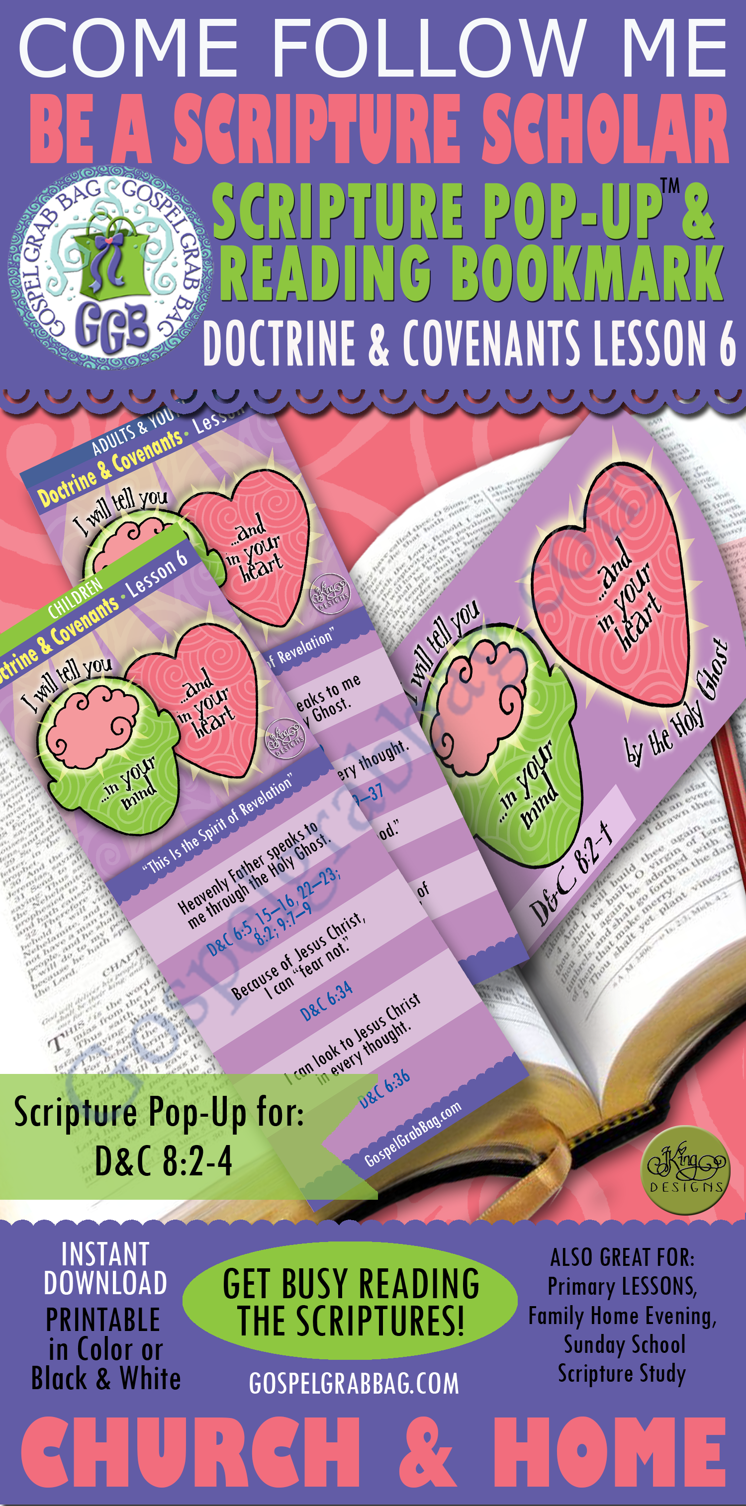 "This Is the Spirit of Revelation" Scripture Scholars bookmark and pop-up BUNDLE - February week 2 (lesson #6)