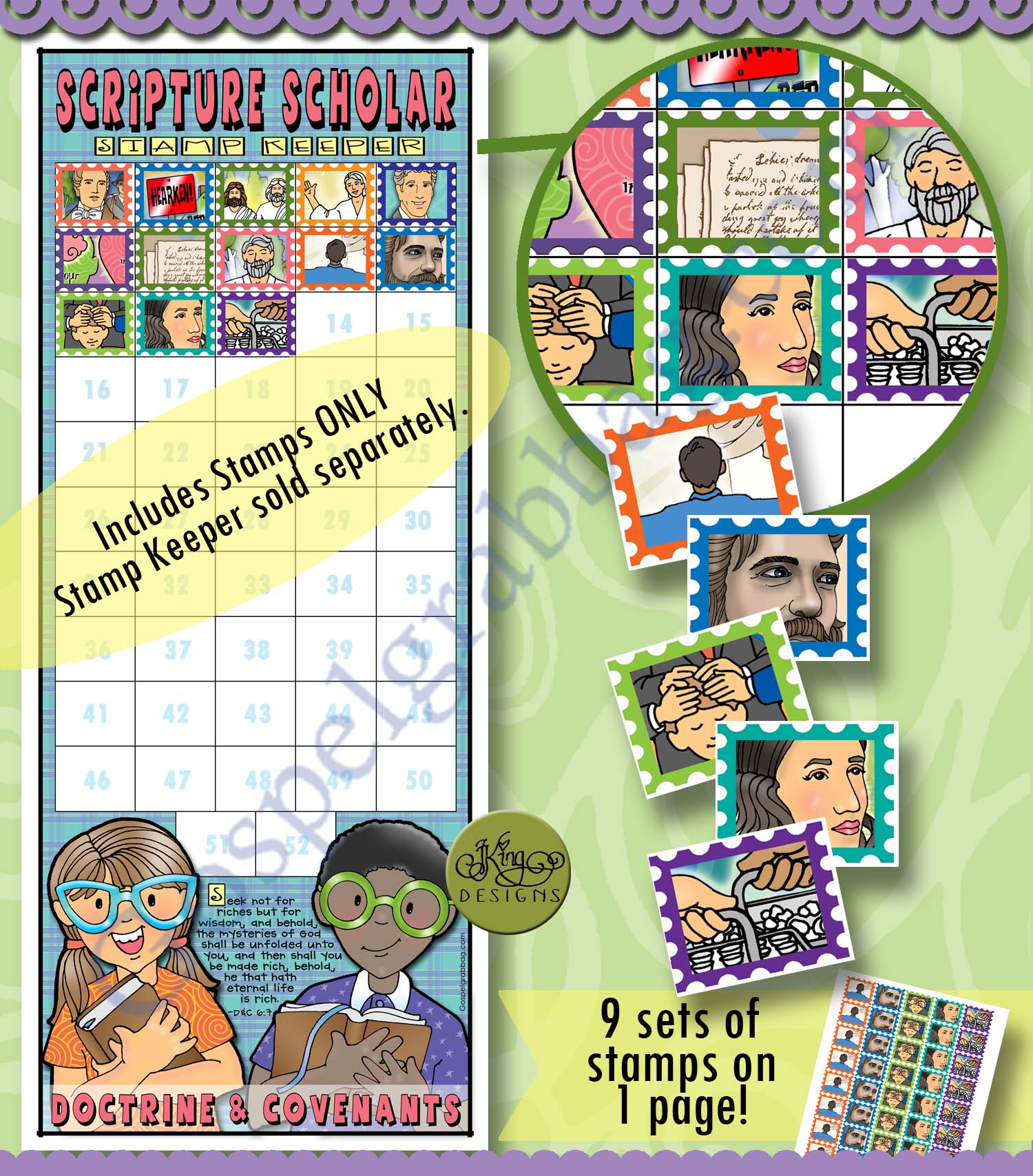 SCRIPTURE SCHOLARS stamps to for Come Follow Me - March - Doctrine and Covenants 18-30