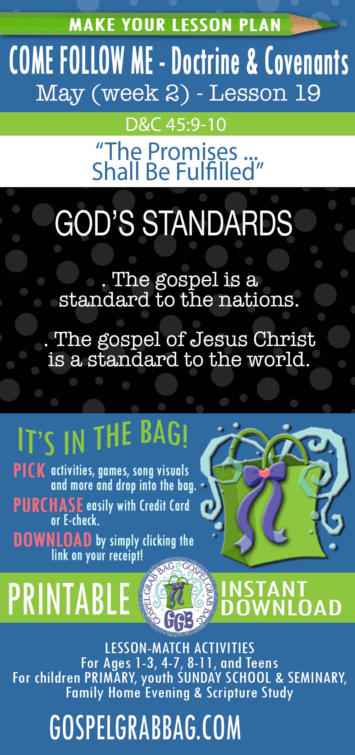 "The Promises ... Shall Be Fulfilled" lesson activities for topic: The gospel is a standard to the nations (the world).