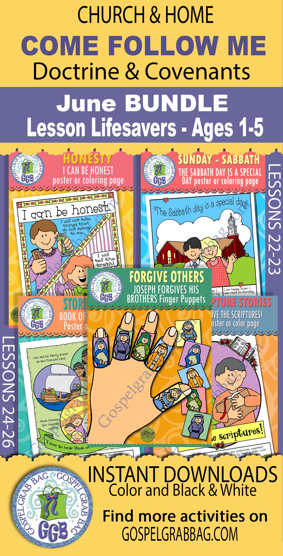 BUNDLE for Ages 1-5 Activities for Come Follow Me June weeks 1-5 Doctrine and Covenants