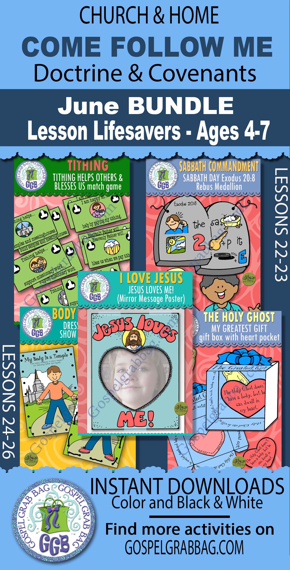 D&C 51-70 BUNDLE for Ages 4-7 Activities for Come Follow Me June weeks 1-5 Doctrine and Covenants