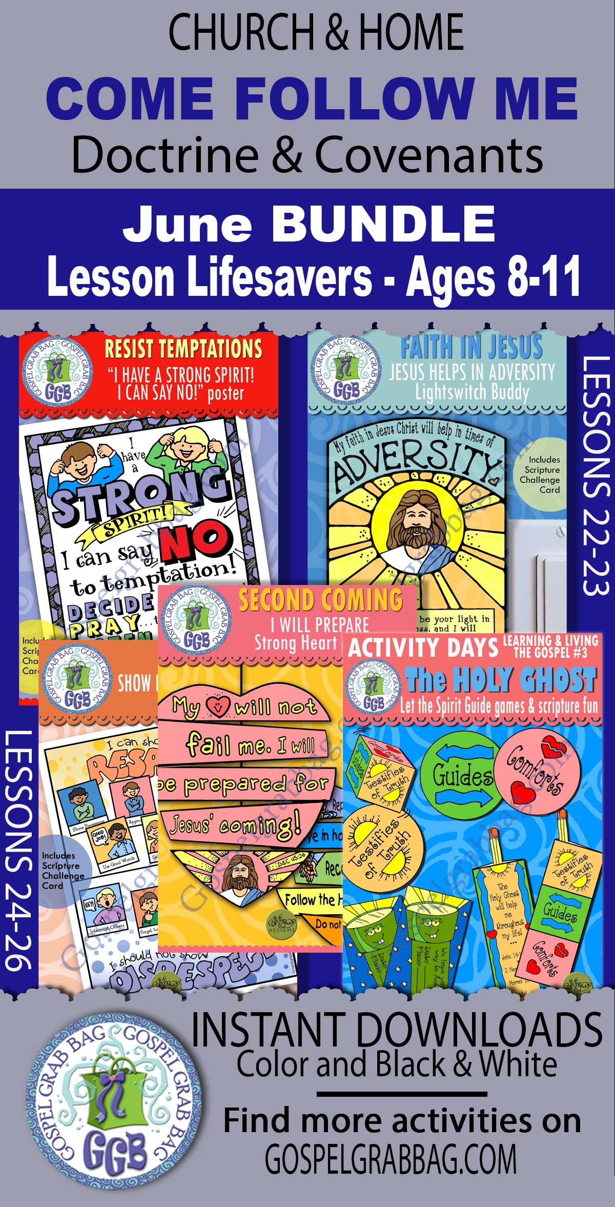 D&C 51-70 BUNDLE for Ages 8-11 Activities for Come Follow Me June weeks 1-5 Doctrine and Covenants