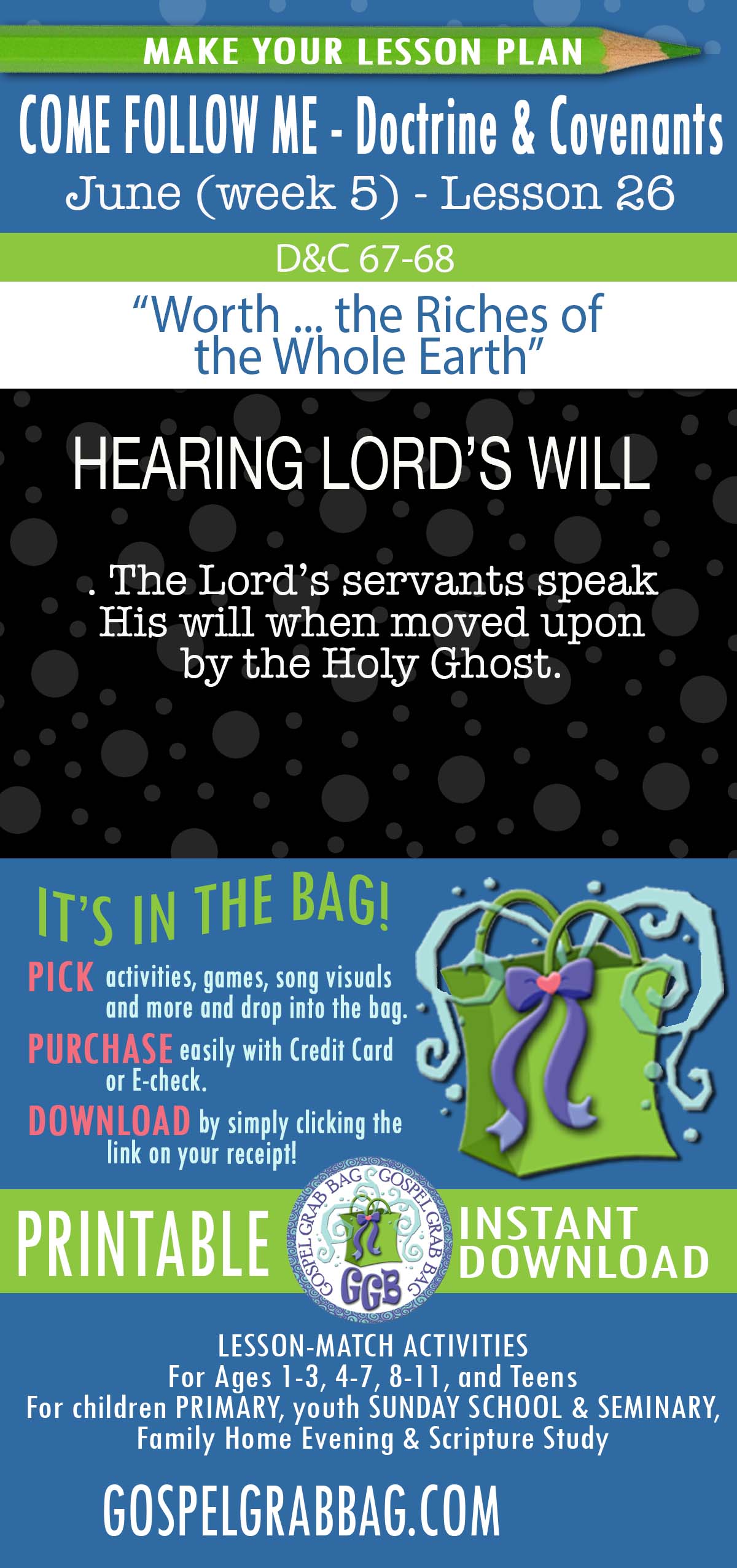 "Worth ... the Riches of the Whole Earth" COME FOLLOW ME Activities - Doctrine & Covenants – June
