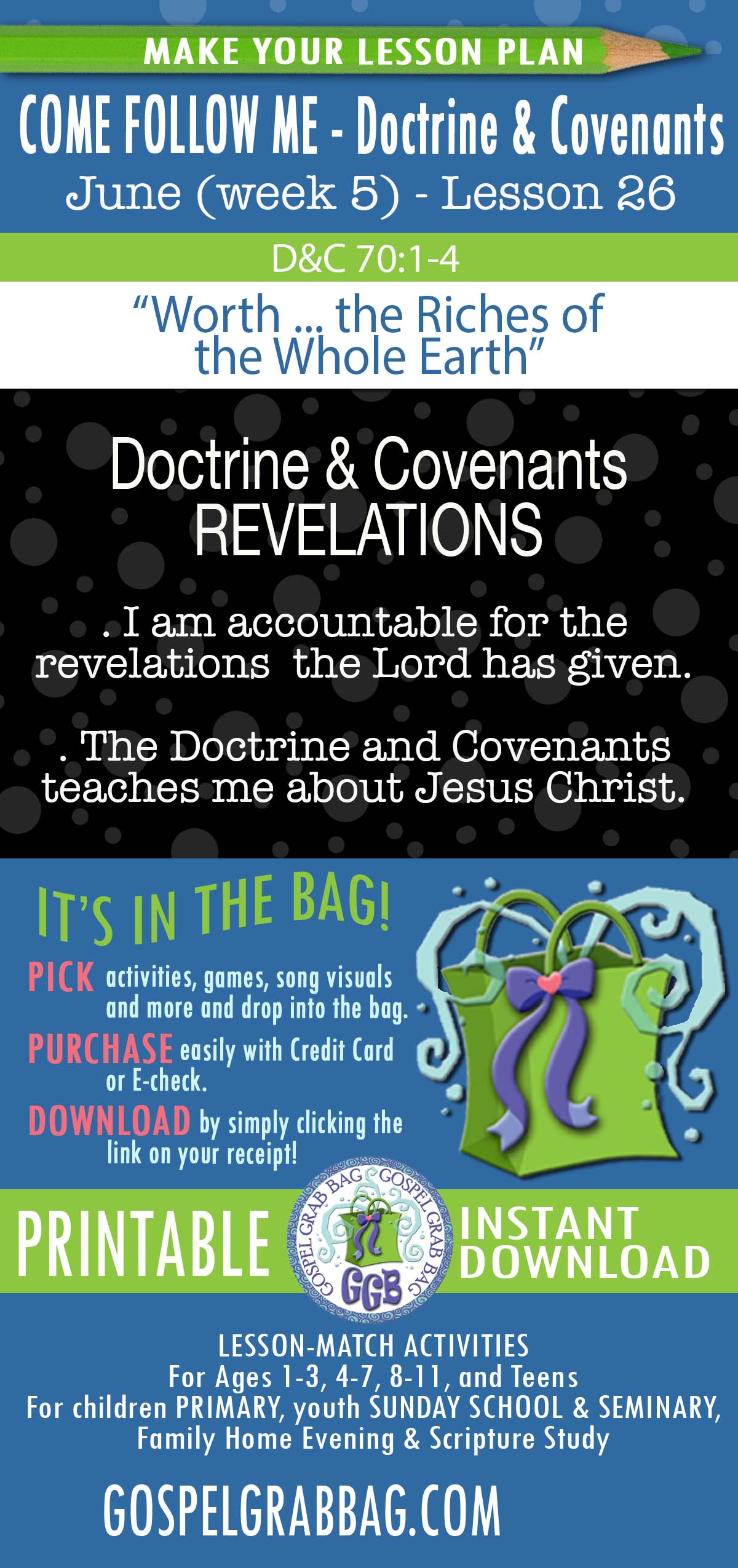 "Worth ... the Riches of the Whole Earth" COME FOLLOW ME Activities - Doctrine & Covenants - June