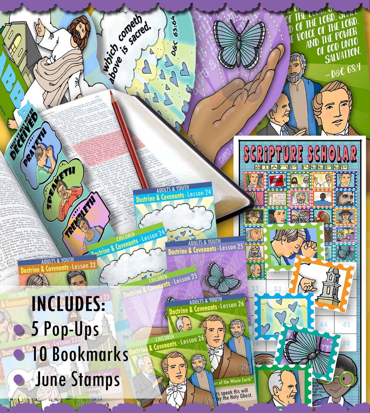 STAMPS FOR COME FOLLOW ME - June Scripture Scholars - Doctrine and Covenants 51-70