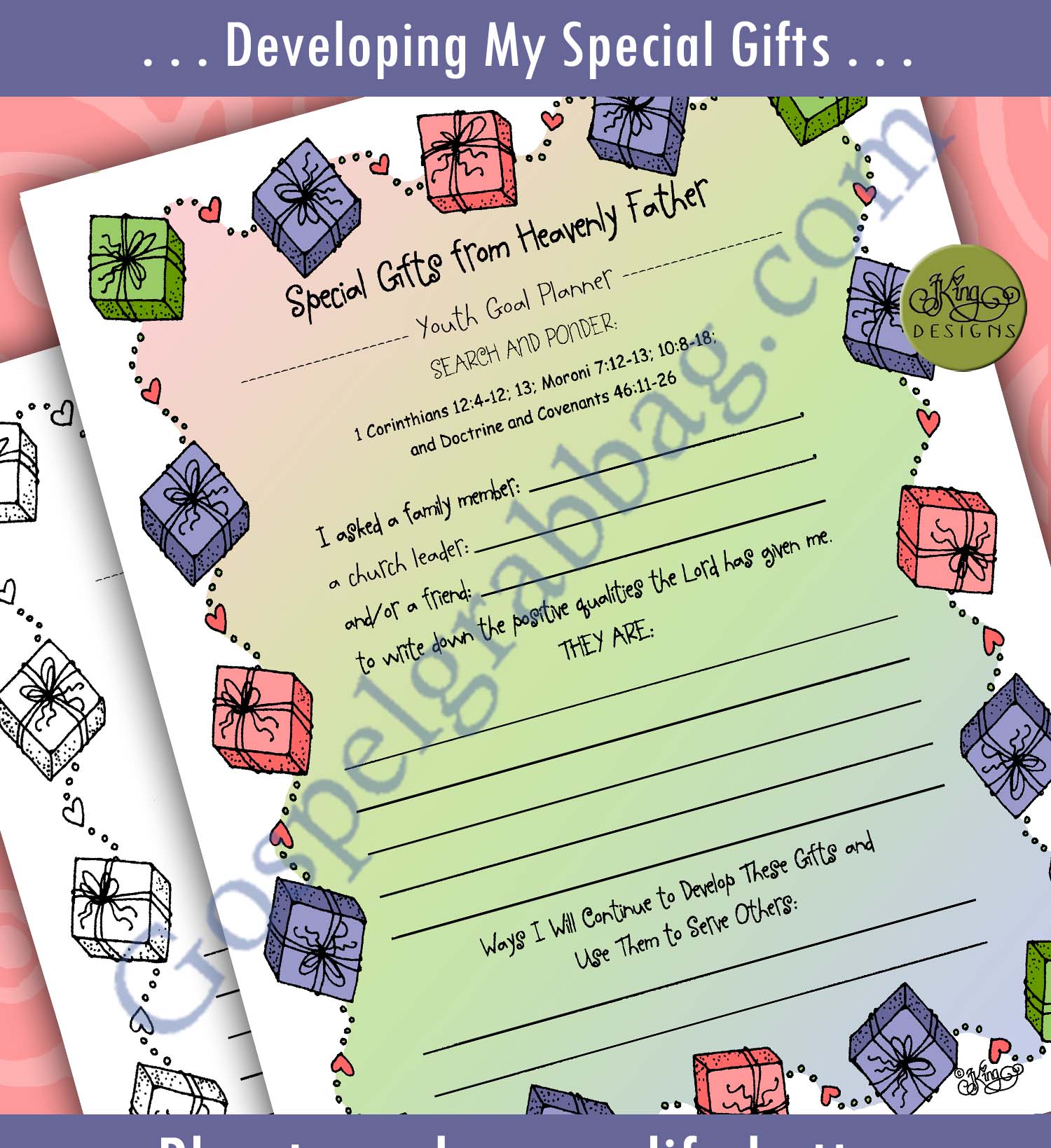 YOUTH GOAL PLANNER - Individual Worth #7 "Special Gifts from Heavenly Father"
