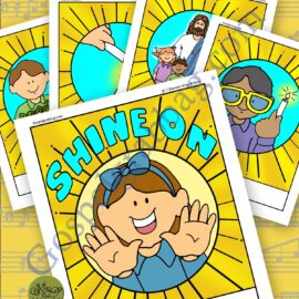 "Shine On" song visuals, Children's Songbook p. 144