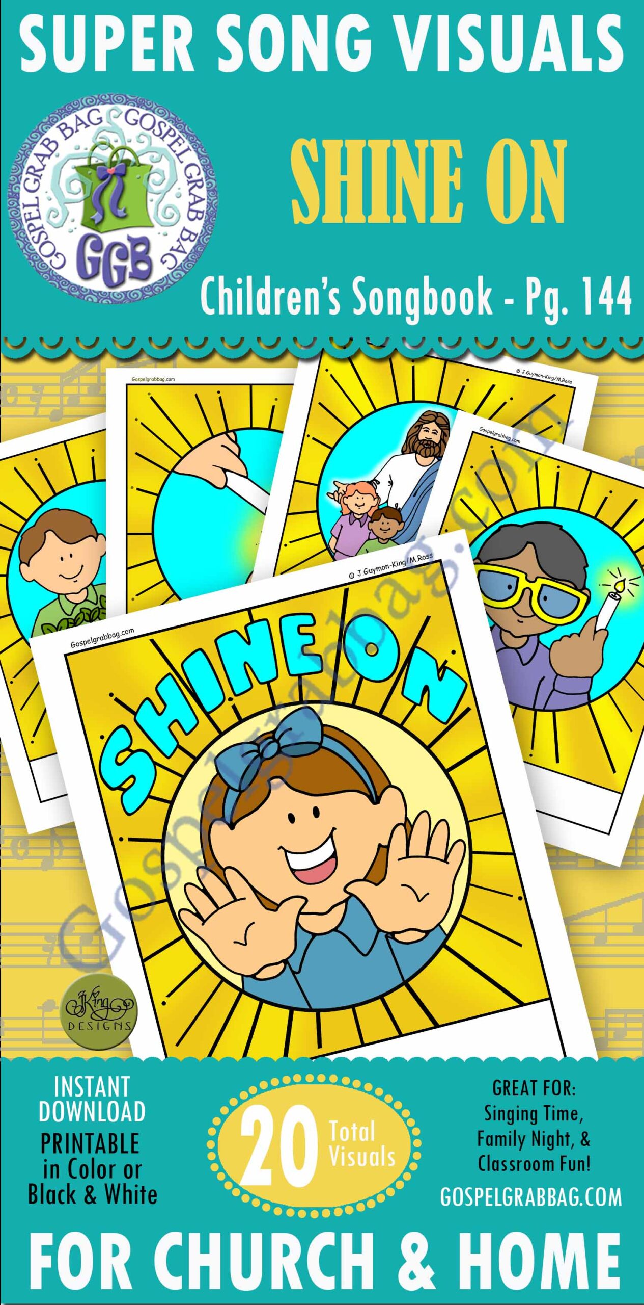 "Shine On" song visuals, Children's Songbook p. 144