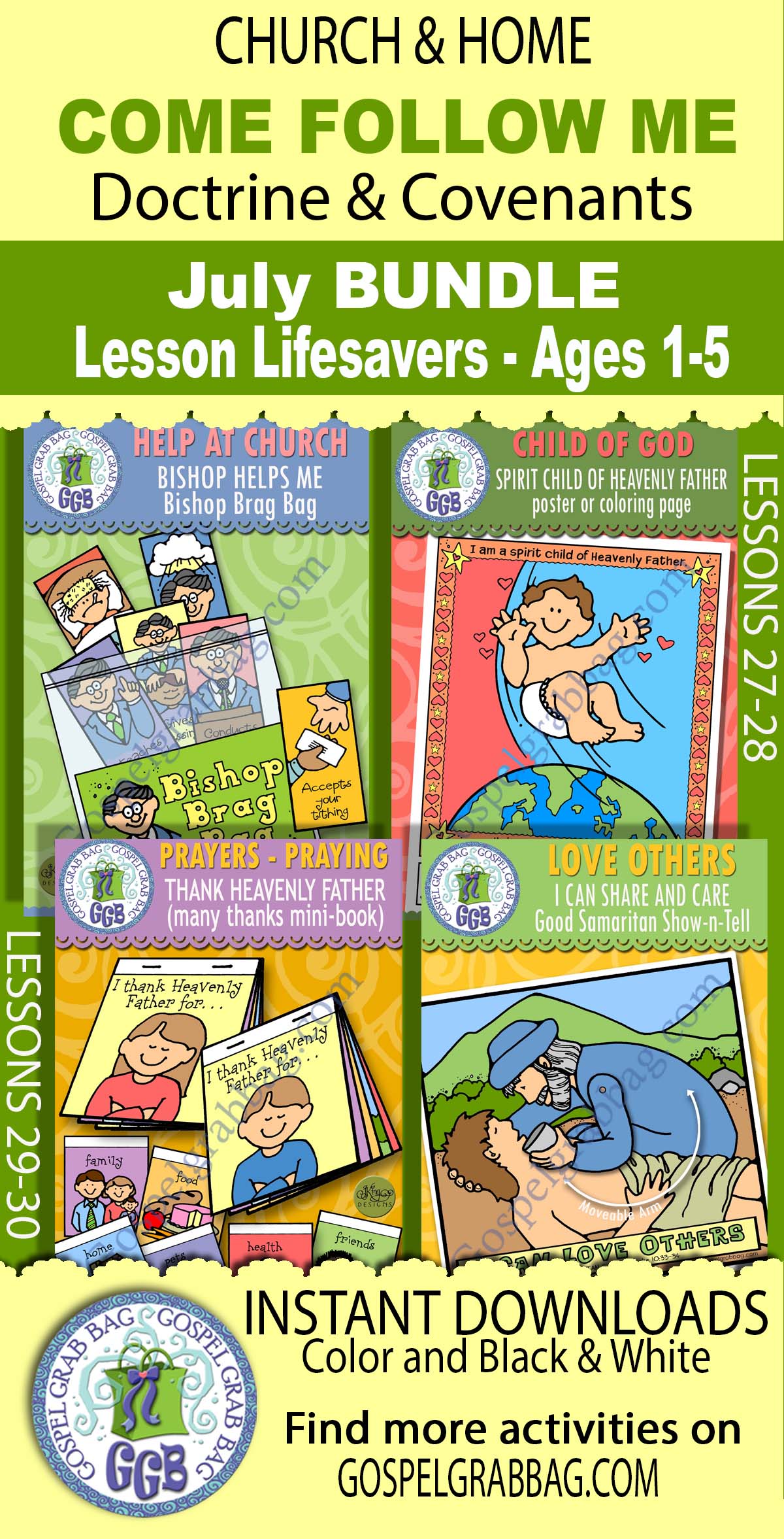 AGES 1-5 Activities for COME FOLLOW ME July - Doctrine and Covenants 71-83