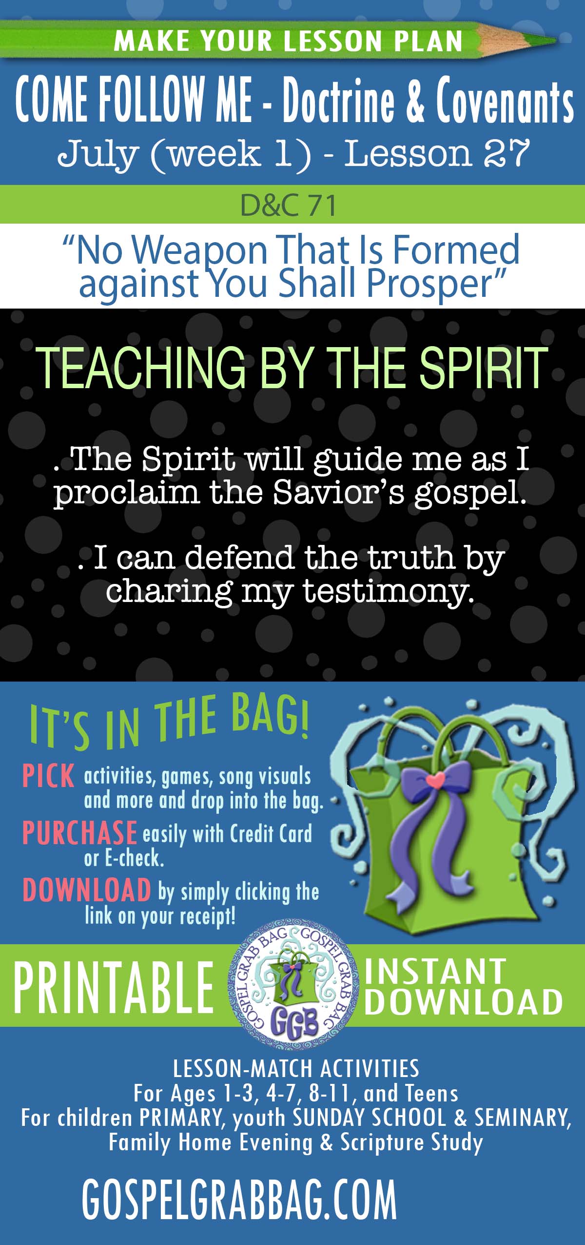 ACTIVITIES FOR July 2025 week 2 COME FOLLOW ME Doctrine & Covenants “No Weapon That Is Formed against You Shall Prosper”