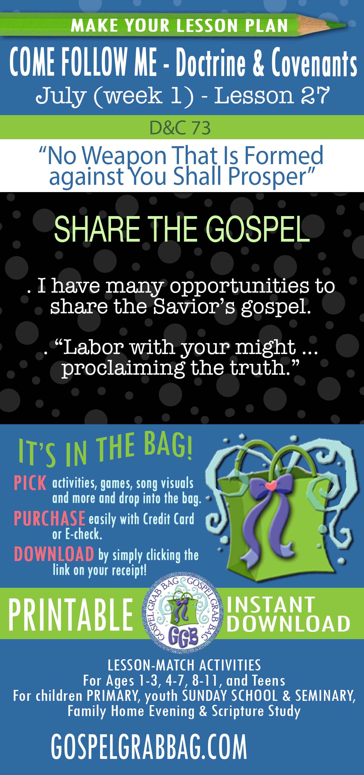 ACTIVITIES FOR July 2025 week 2 COME FOLLOW ME Doctrine & Covenants “No Weapon That Is Formed against You Shall Prosper”