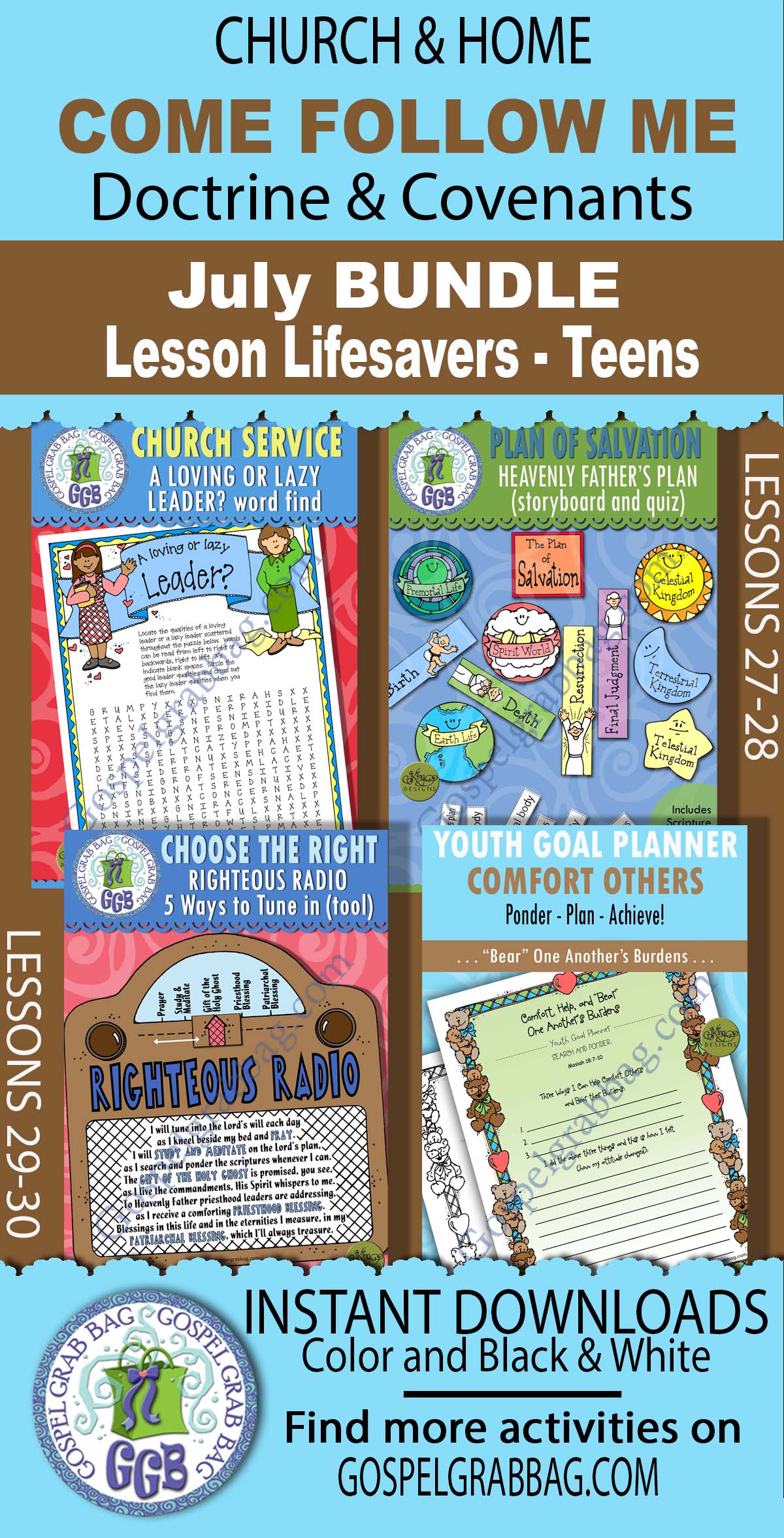 Come Follow Me - July 2025 ACTIVITIES Ages 11-16 for Sunday School or teens