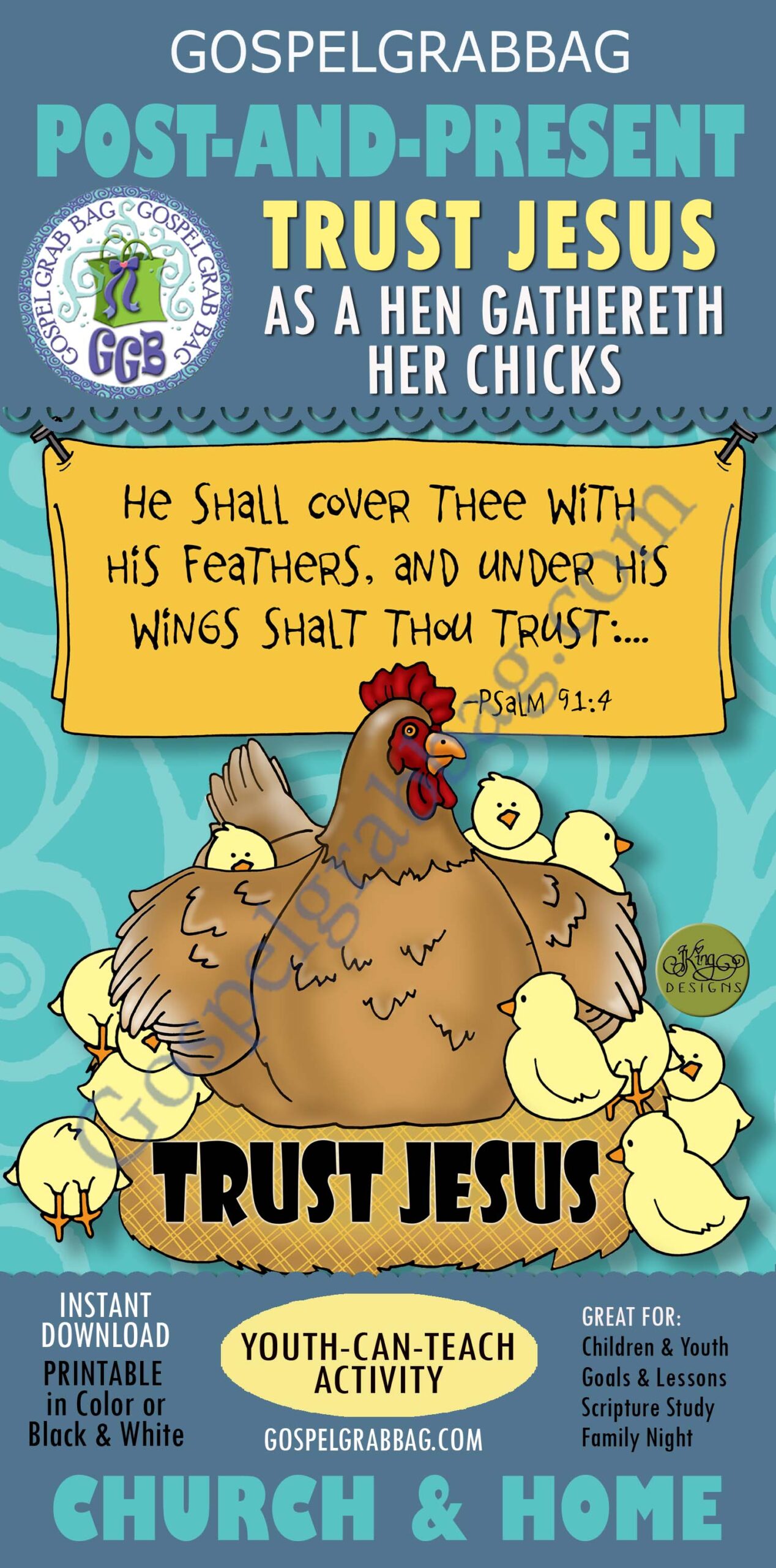 TRUST JESUS: "Hen Gathereth Her Chicks" Post-and-Present Activity