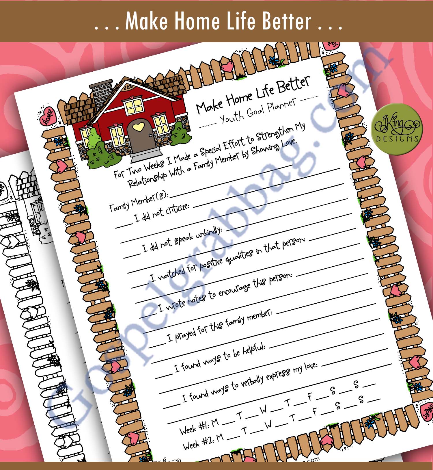 Youth Goal Planner - FAMILY - Make Home Life Better